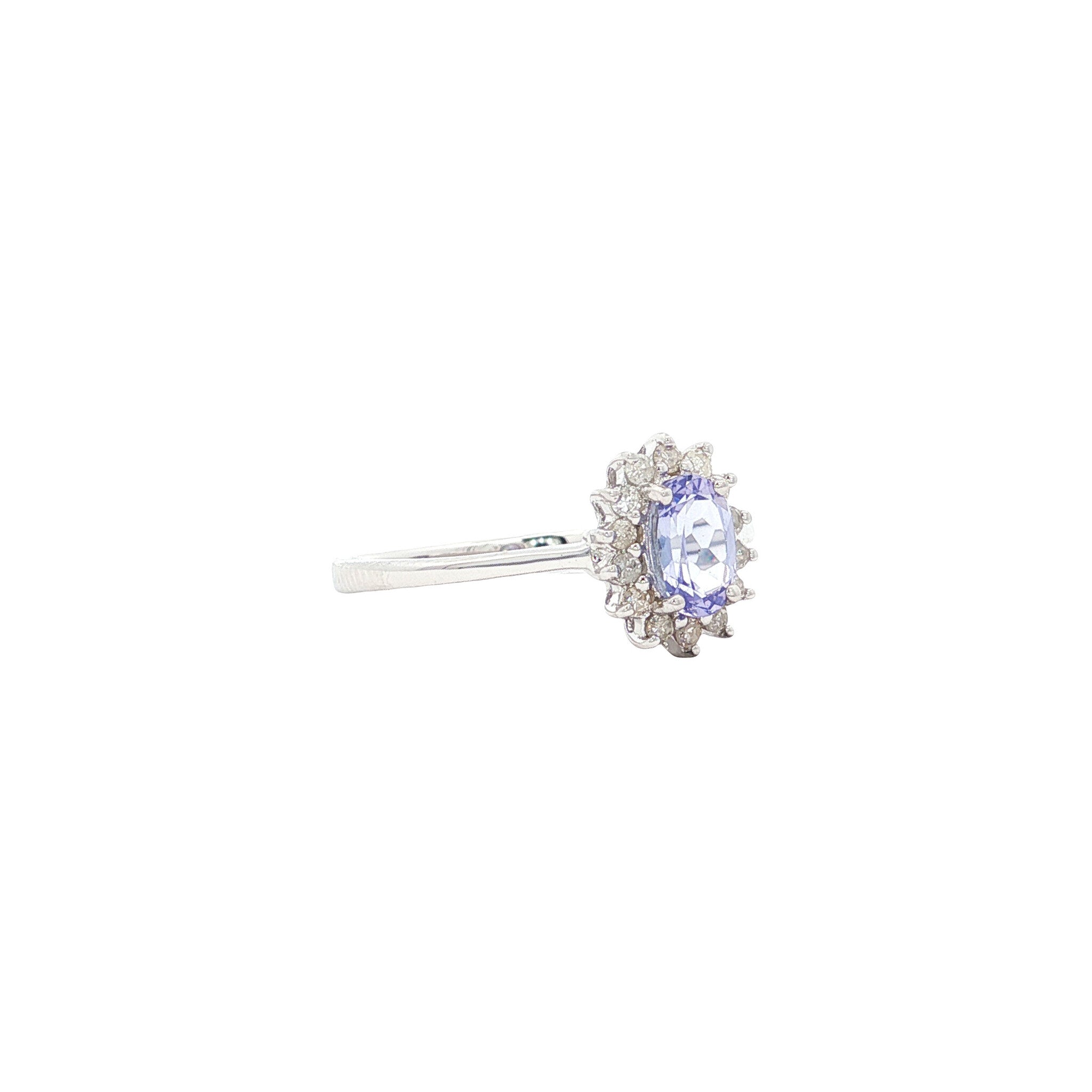 Ring met tanzaniet en diamant 9 kt