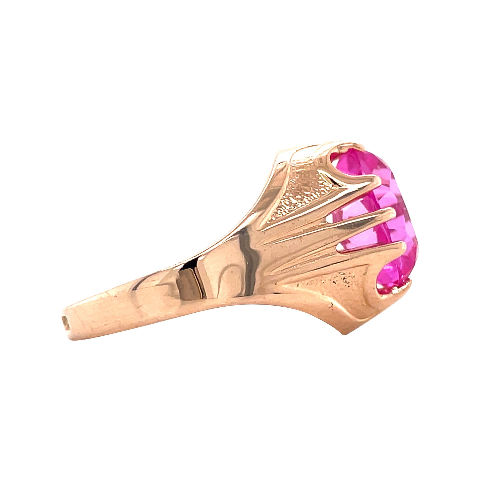 14 kt rose-gold vintage ring with sapphire
