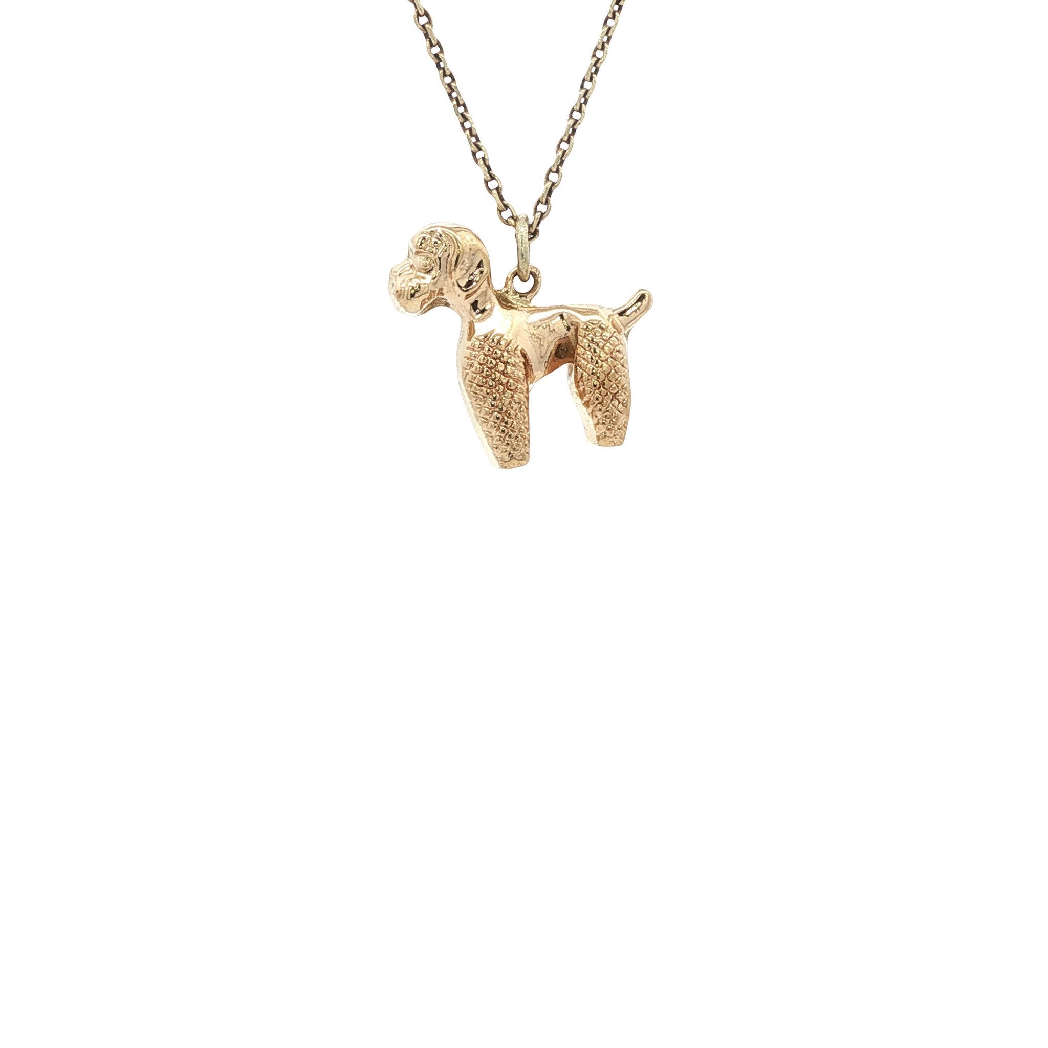 Vintage gold poodle pendant 14 kt