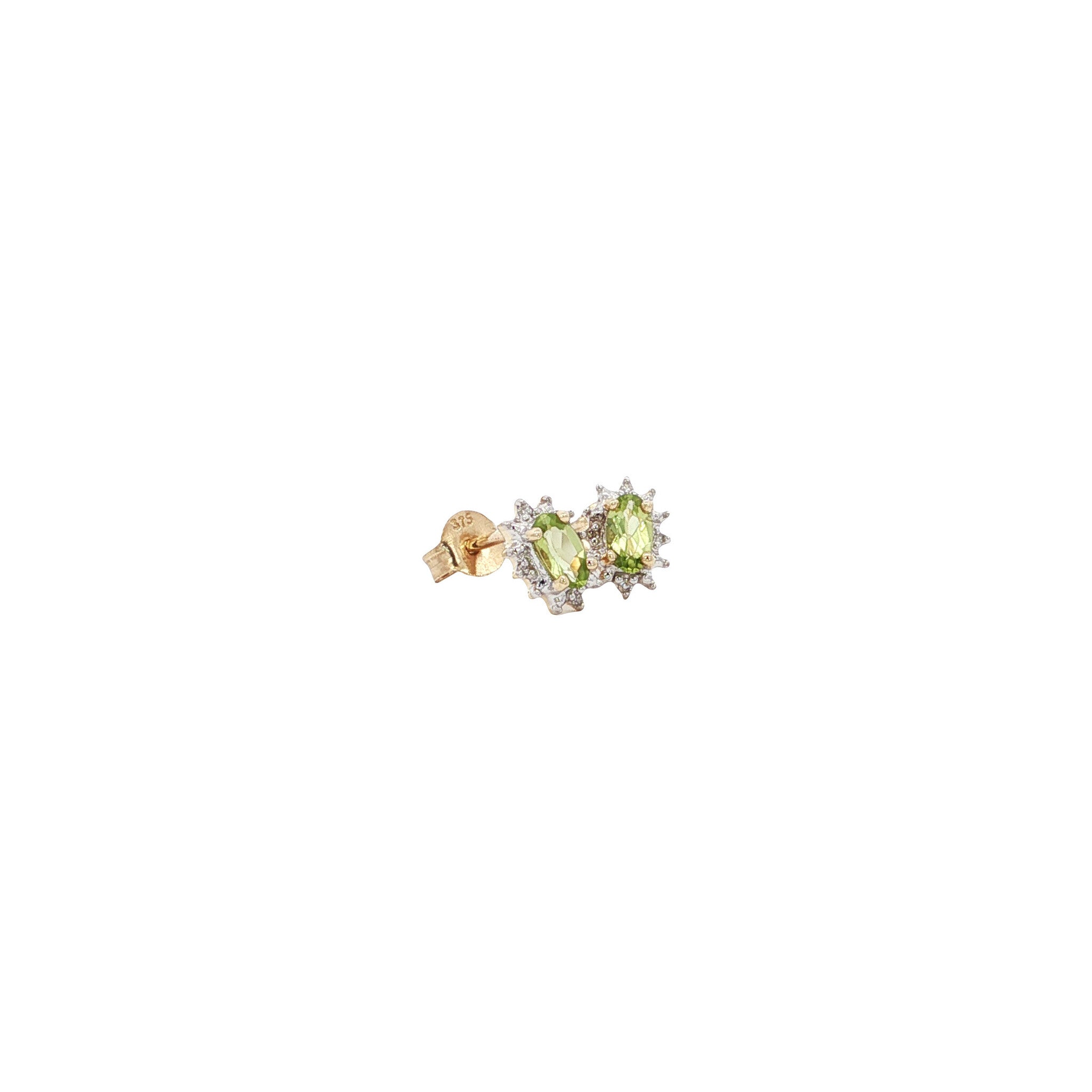 Oorbellen met peridoot en diamant 9 kt