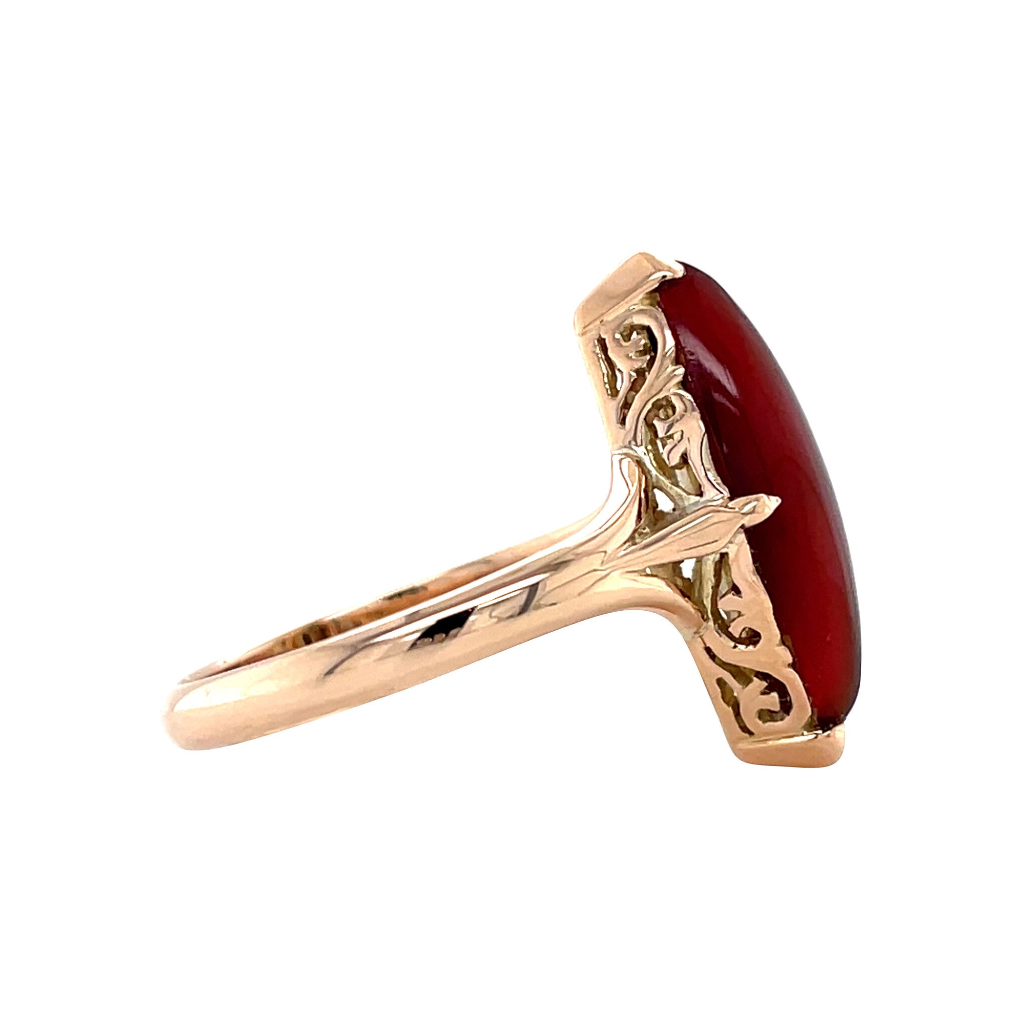 Vintage Victoriaanse rosé ring met carneool 12 kt