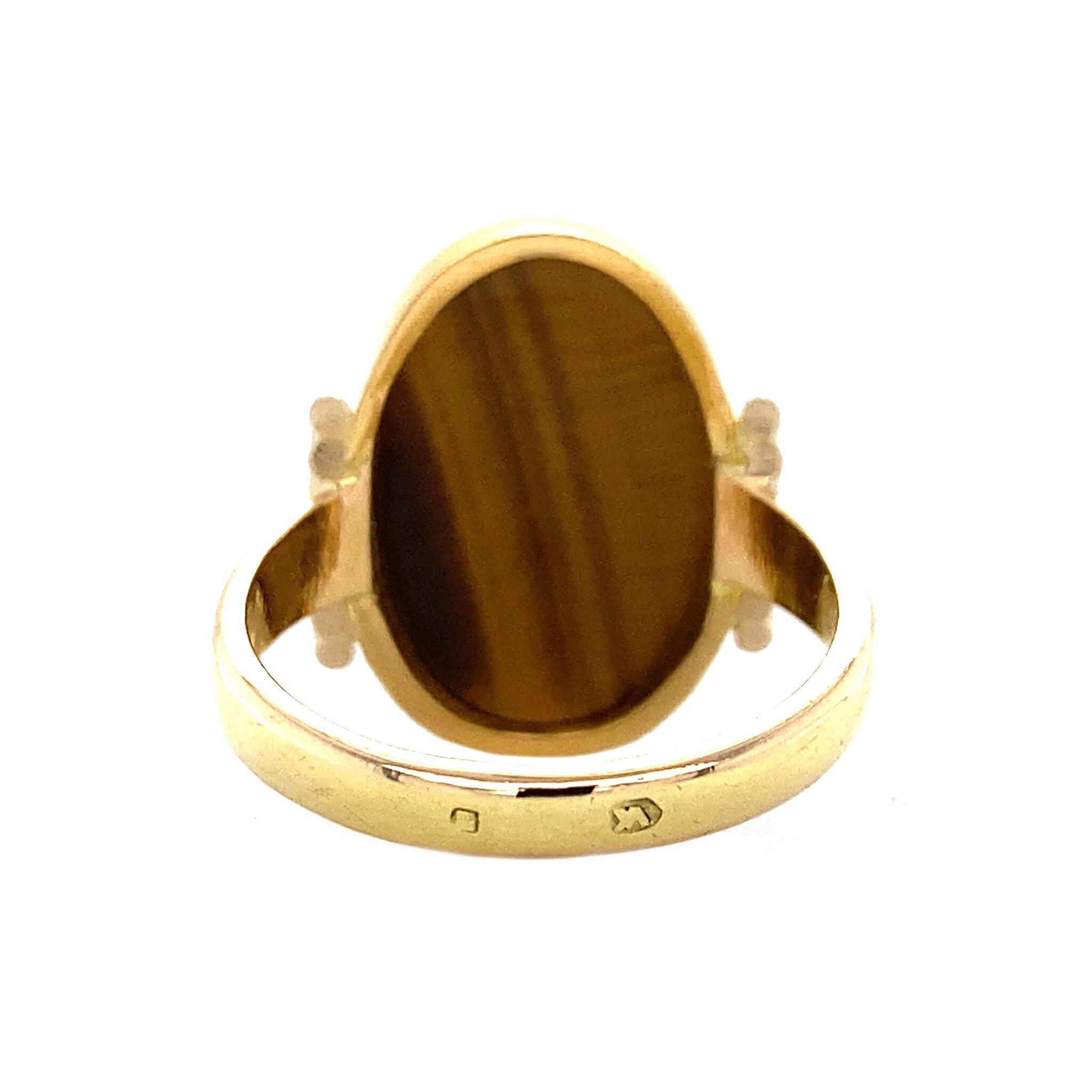Gouden ring met tijgeroog 14 krt