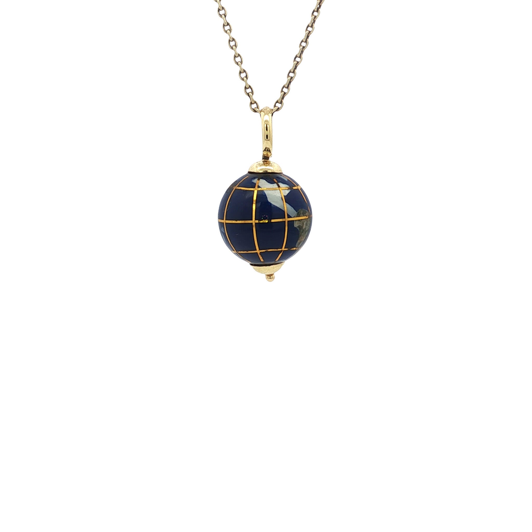 Gouden vintage wereldbol hanger 18 kt