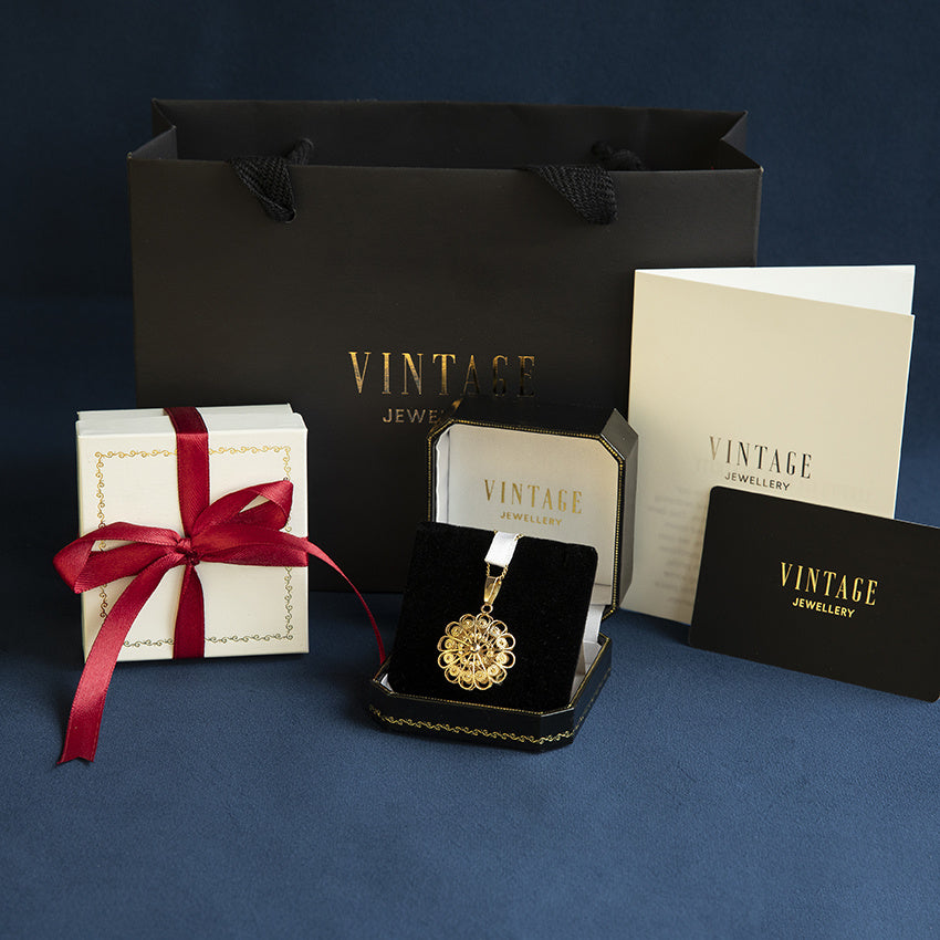 Golden vintage tulip pendant 14 kt