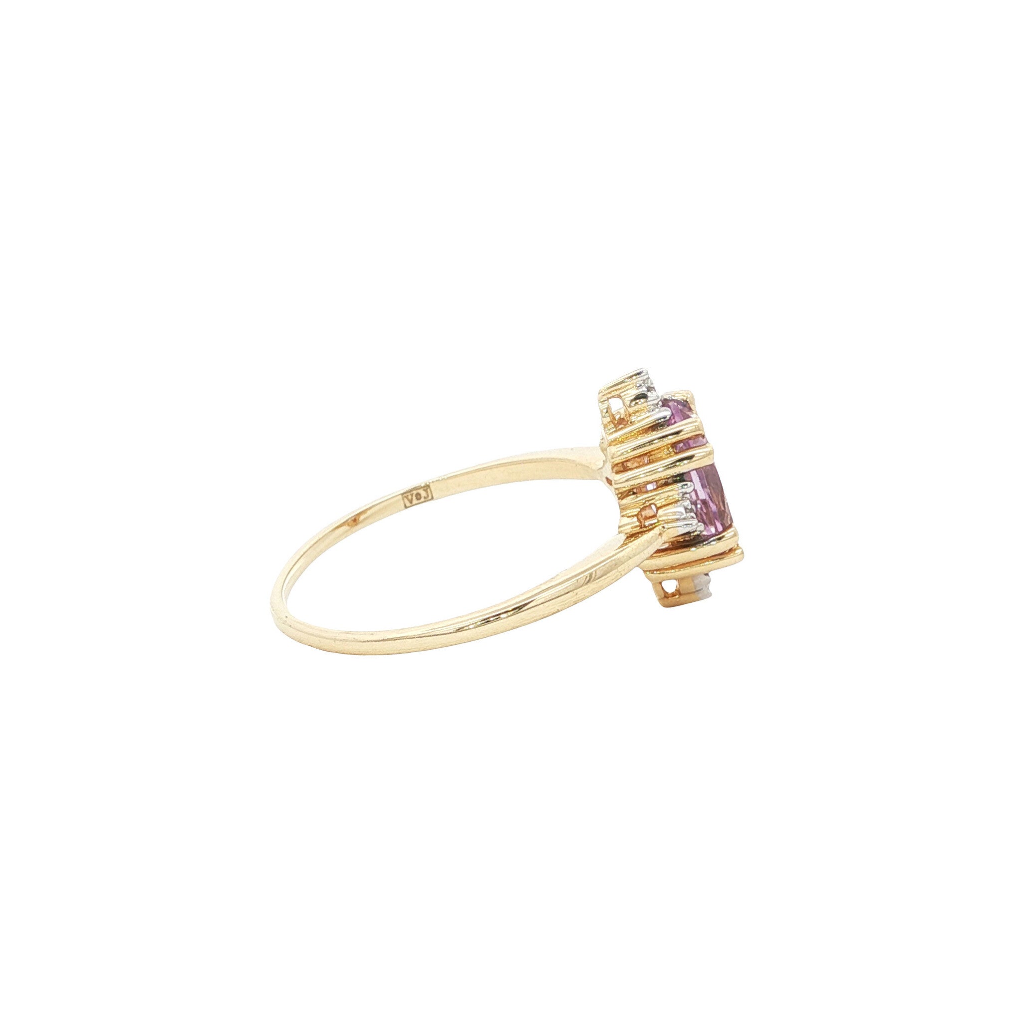 Ring met amethist en diamant 9 kt
