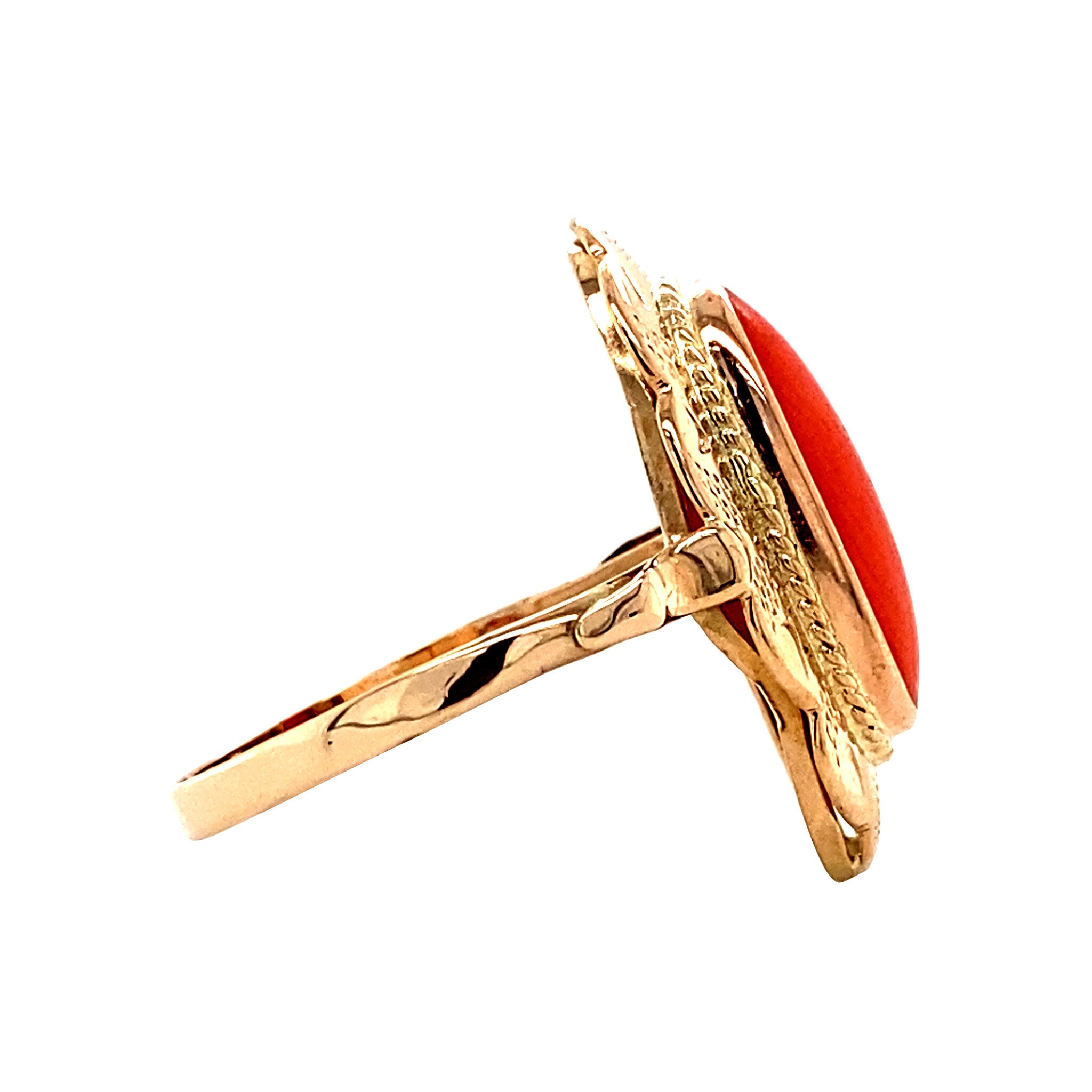 Gouden ring met bloedkoraal 14 krt