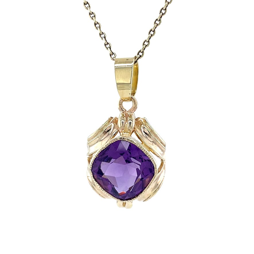 Vintage pendant with amethyst, 9 kt