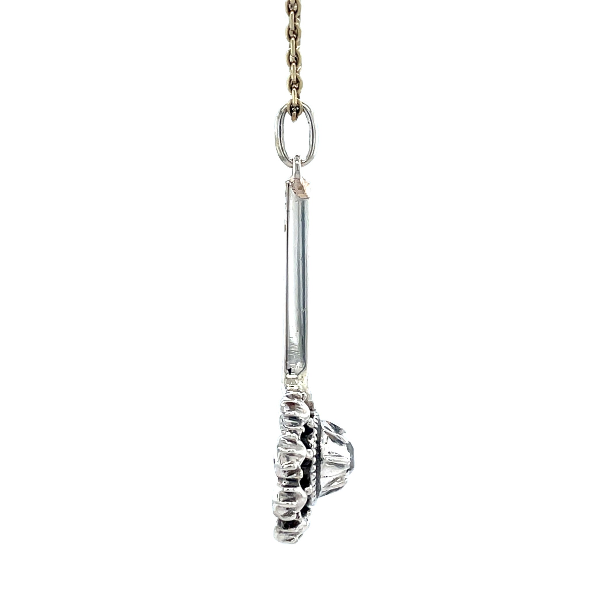 Vintage sterling silver pendant with rose-cut diamond 925