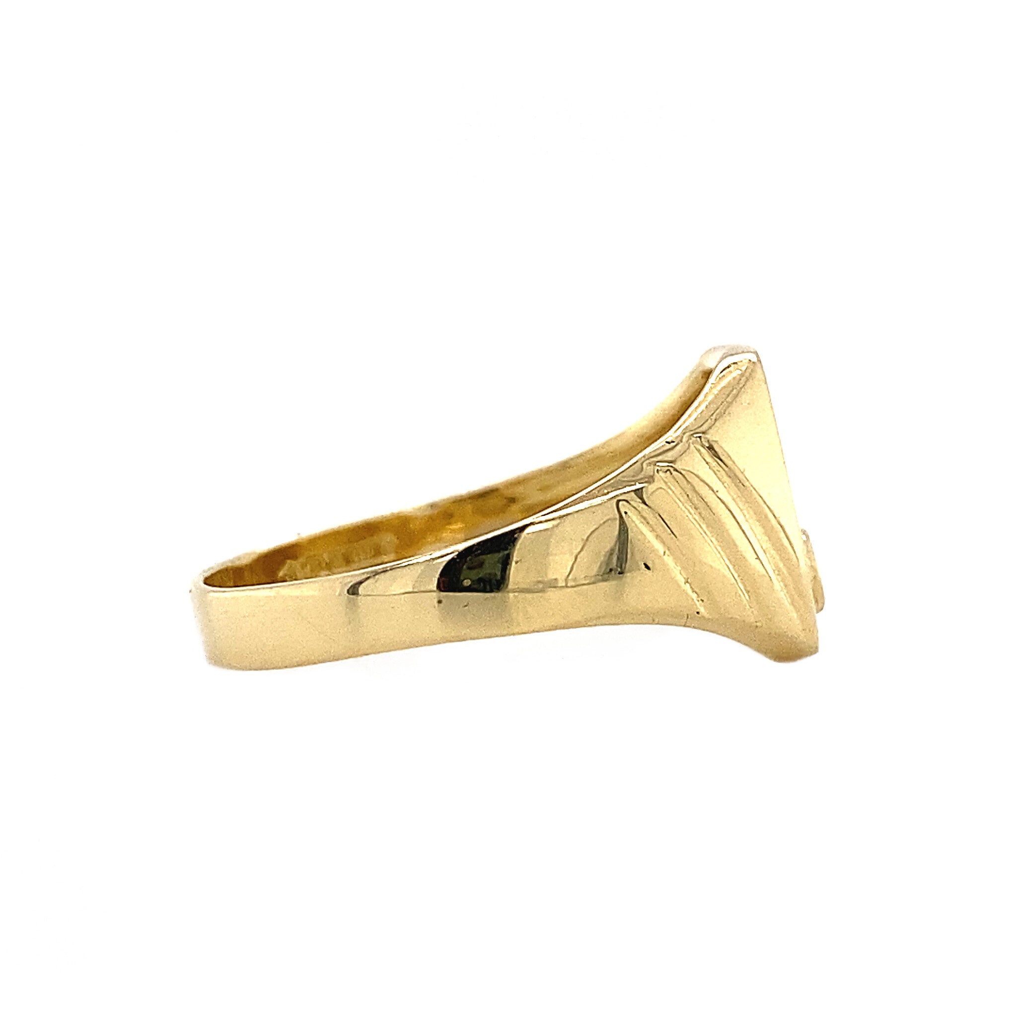 Gouden zegelring met saffier 18 krt