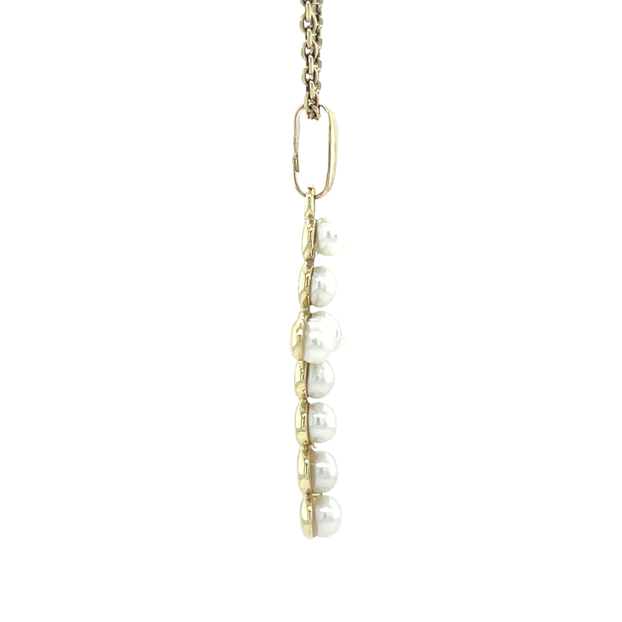 Gouden vintage kruis hanger met parel 14 krt