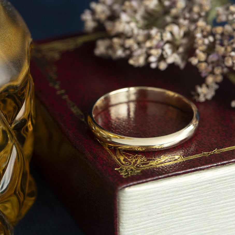 Gouden gladde vintage trouw ring 14 kt