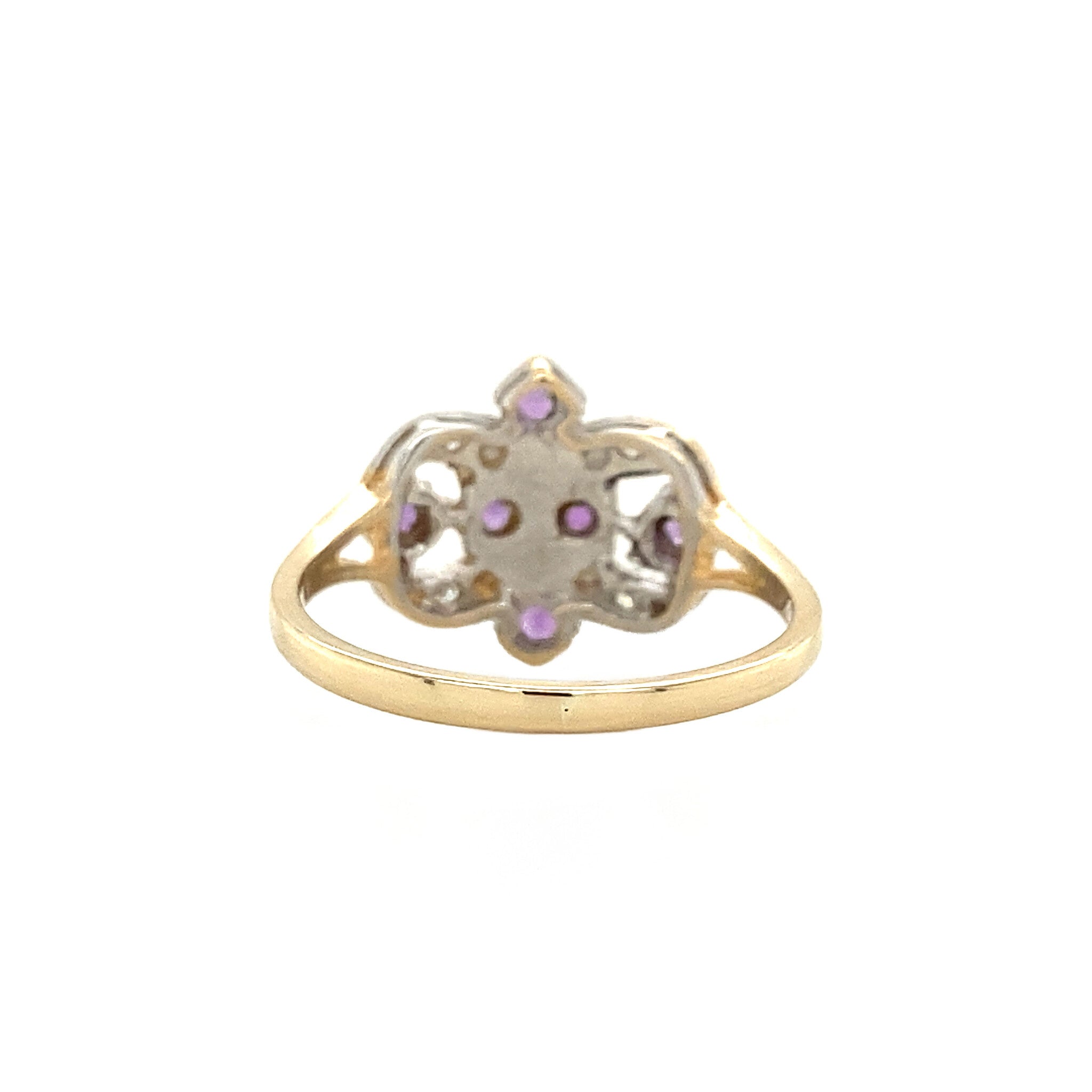 Ring met amethist en diamant 9 krt