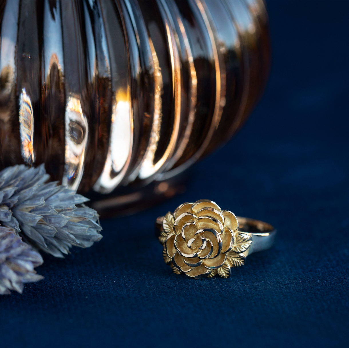 Vintage gold rose ring 14 kt
