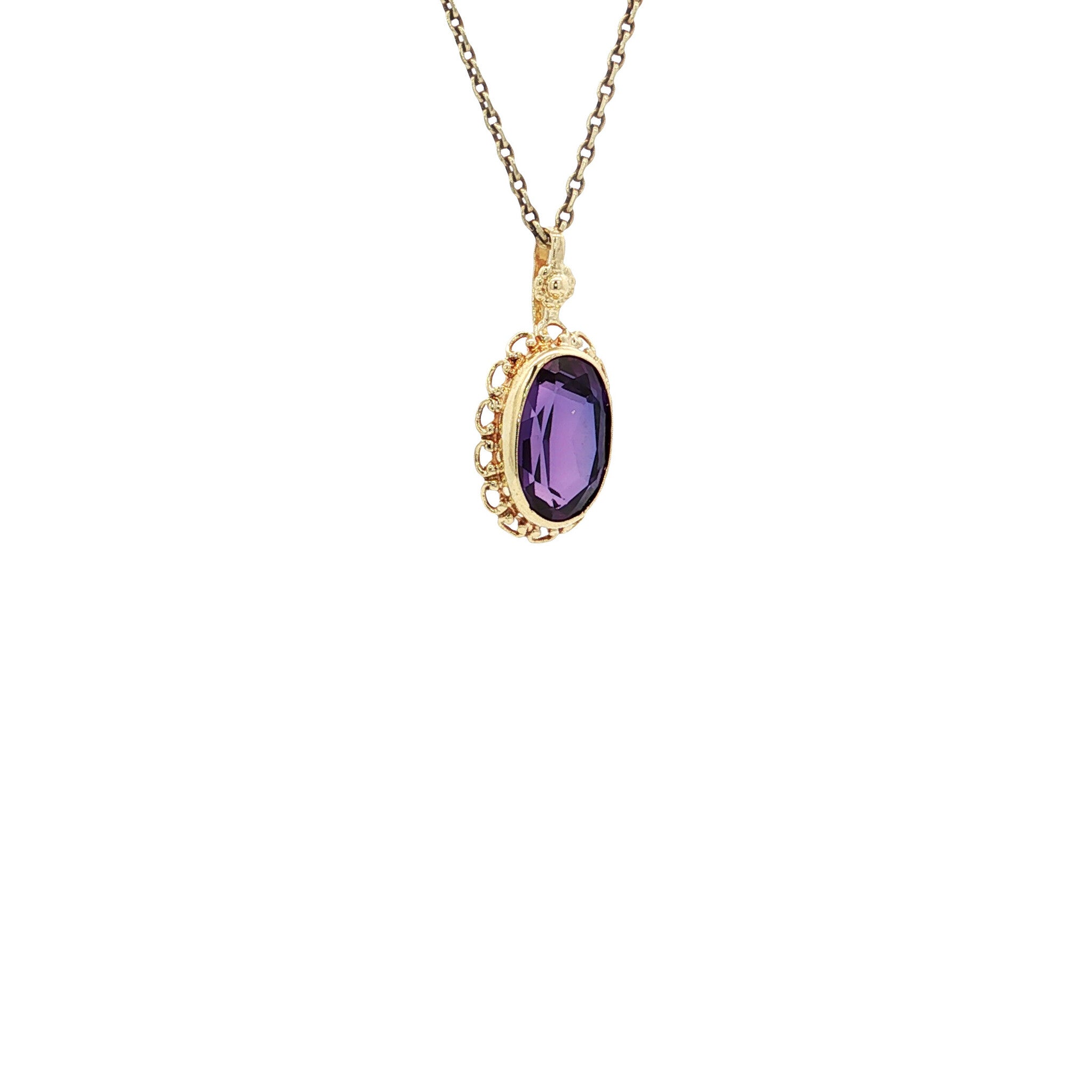 Gold vintage pendant with sapphire 14 kt