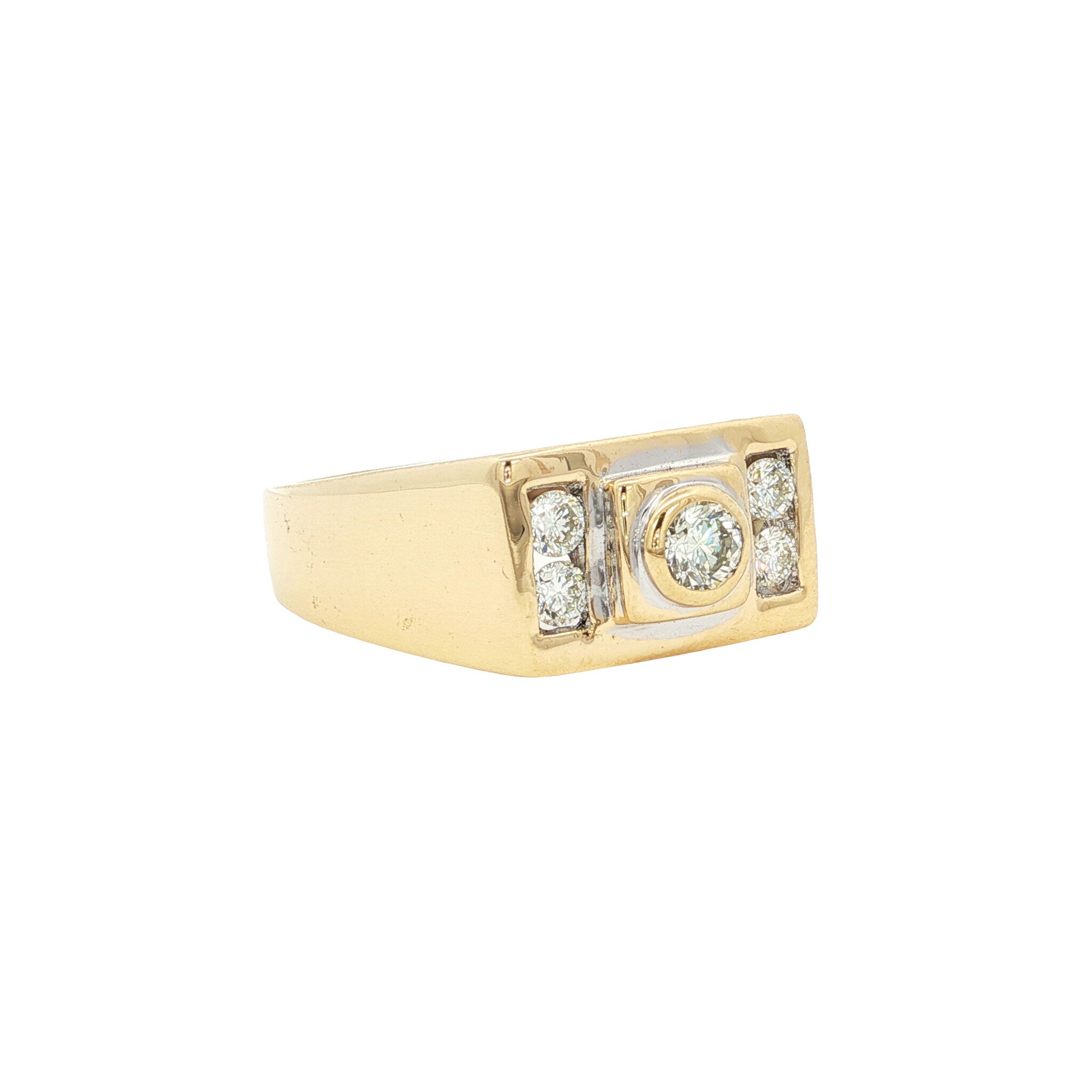 Gouden vintage ring met diamant 14 kt