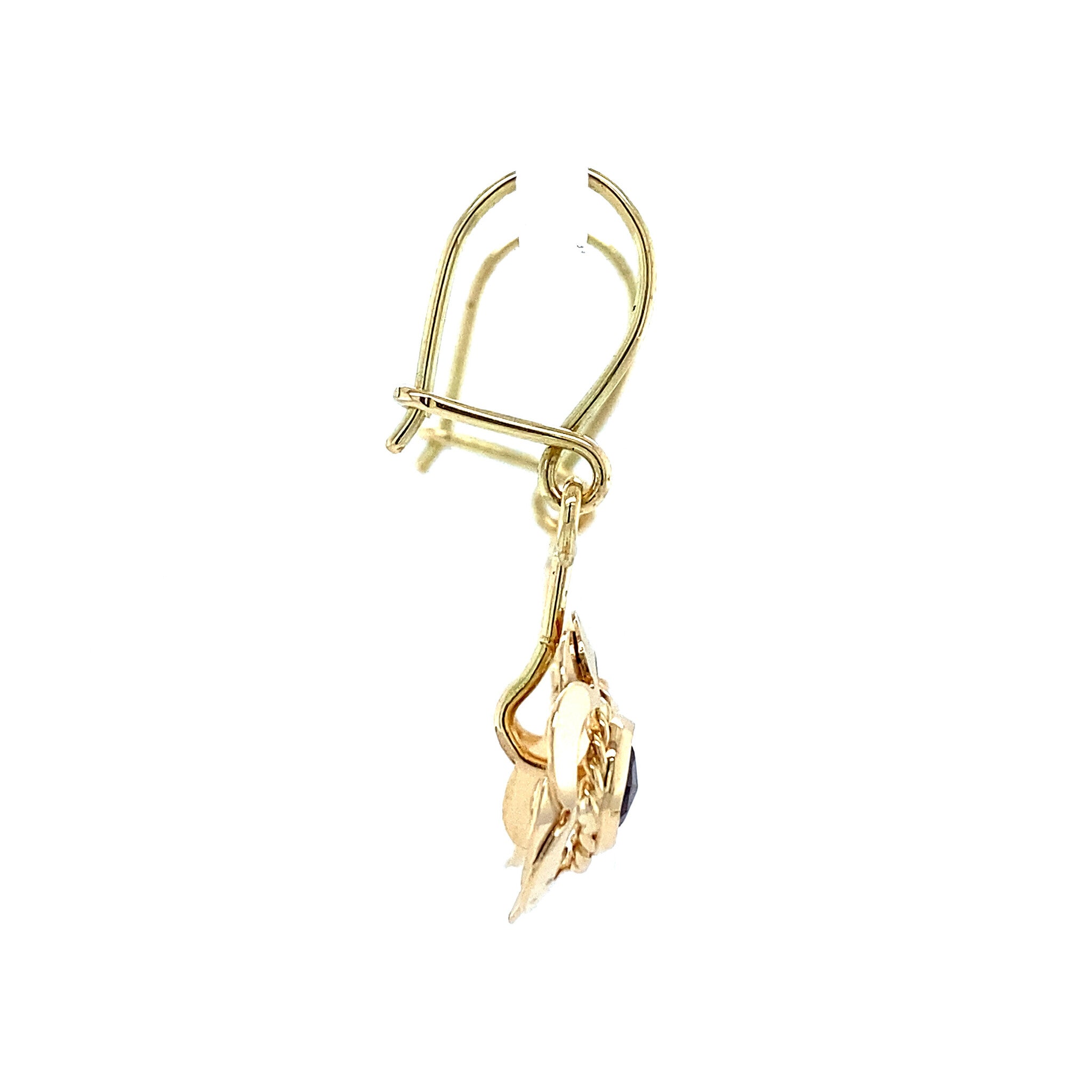 Gold earrings with garnet, 14 kt