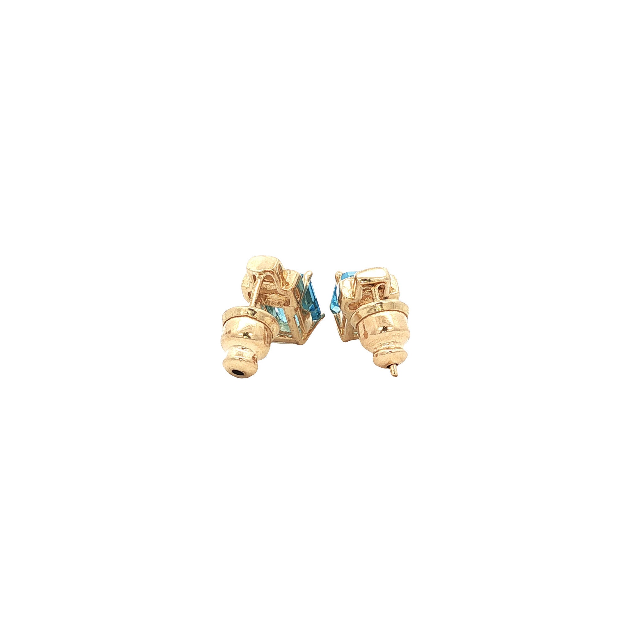 Gold vintage stud earrings with topaz and zirconia 14 kt