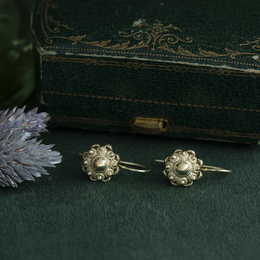 Vintage 14 kt gold Zeeuwse knop drop earrings