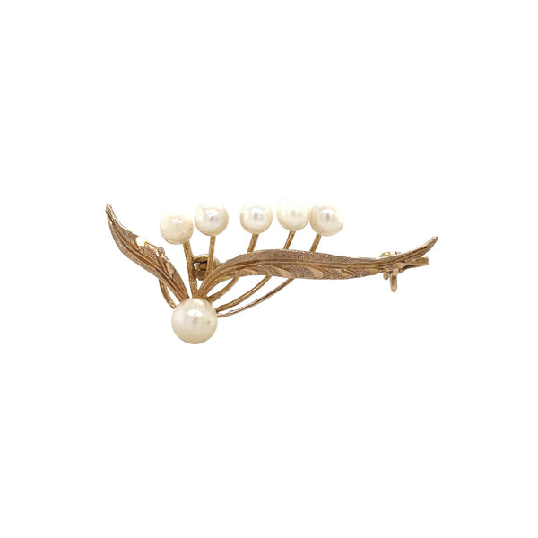 Vintage 14 kt gold brooch with pearl