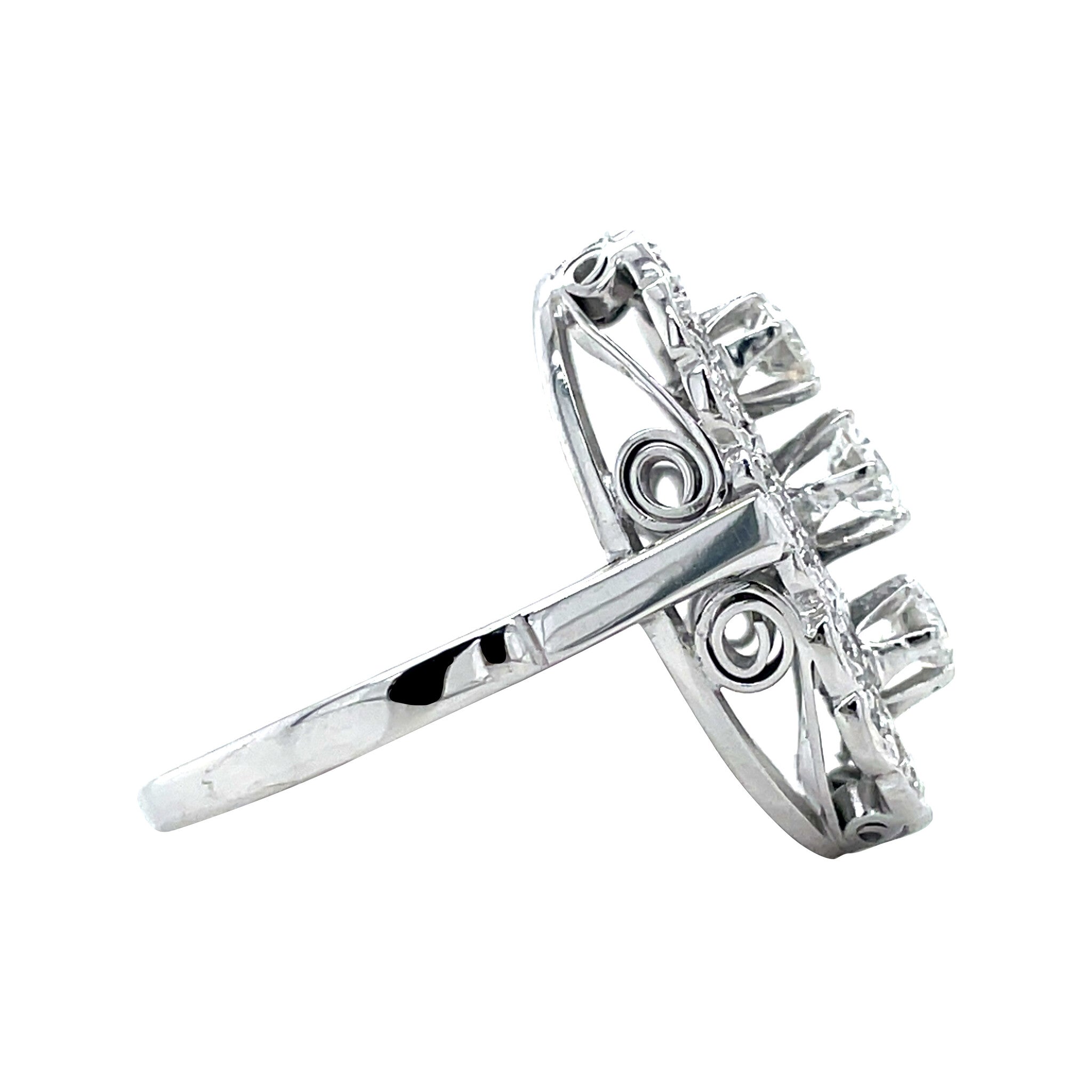 Witgouden vintage prinsessen ring met diamant 14 krt