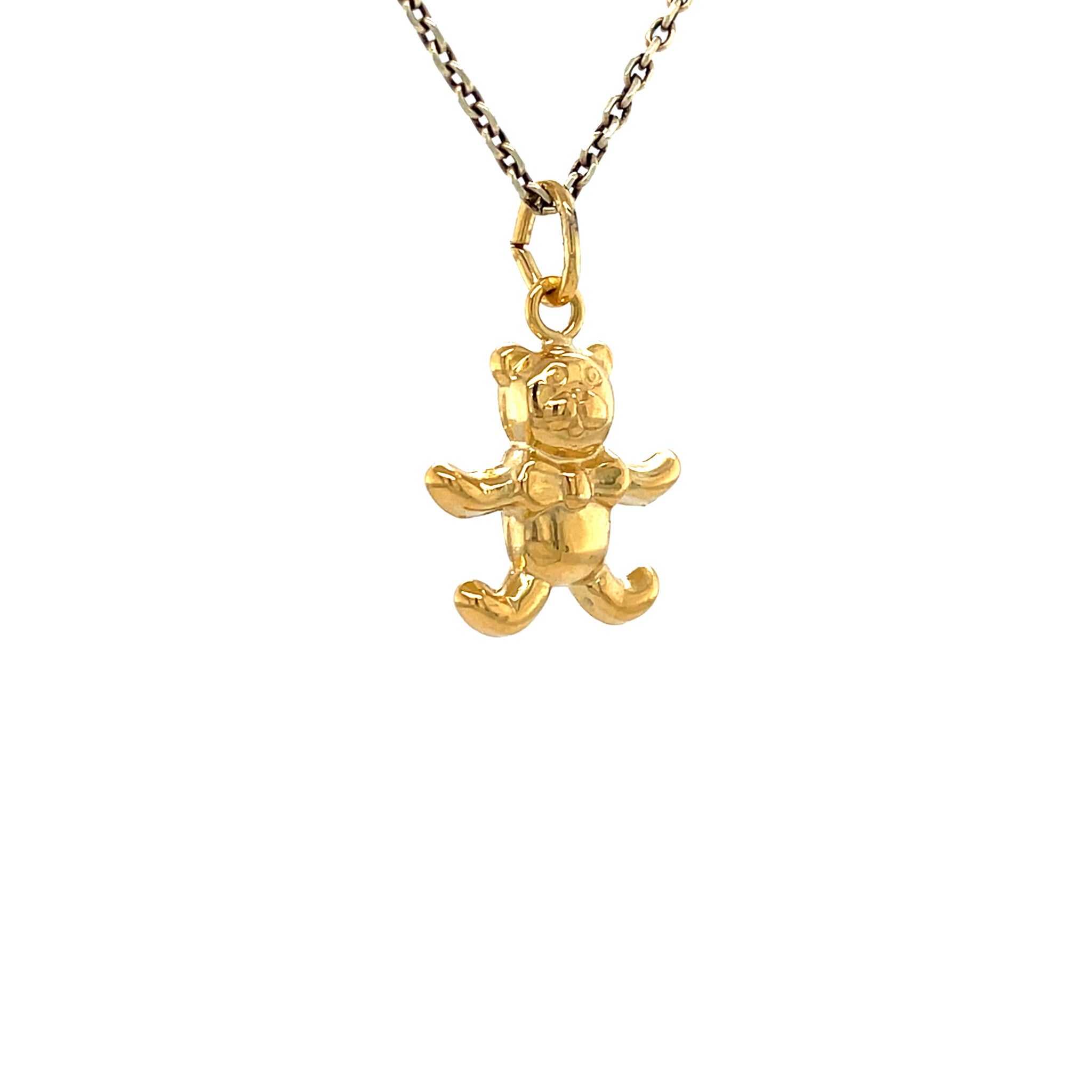 Golden vintage bear pendant 14 kt
