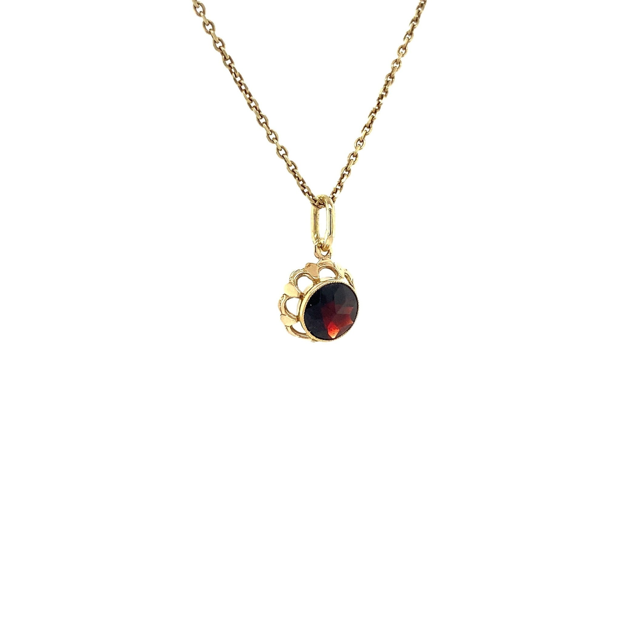 Gouden hanger met granaat 14 krt