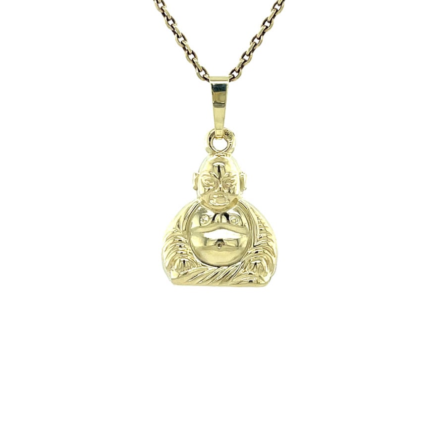Gouden vintage Boeddha hanger 14 kt