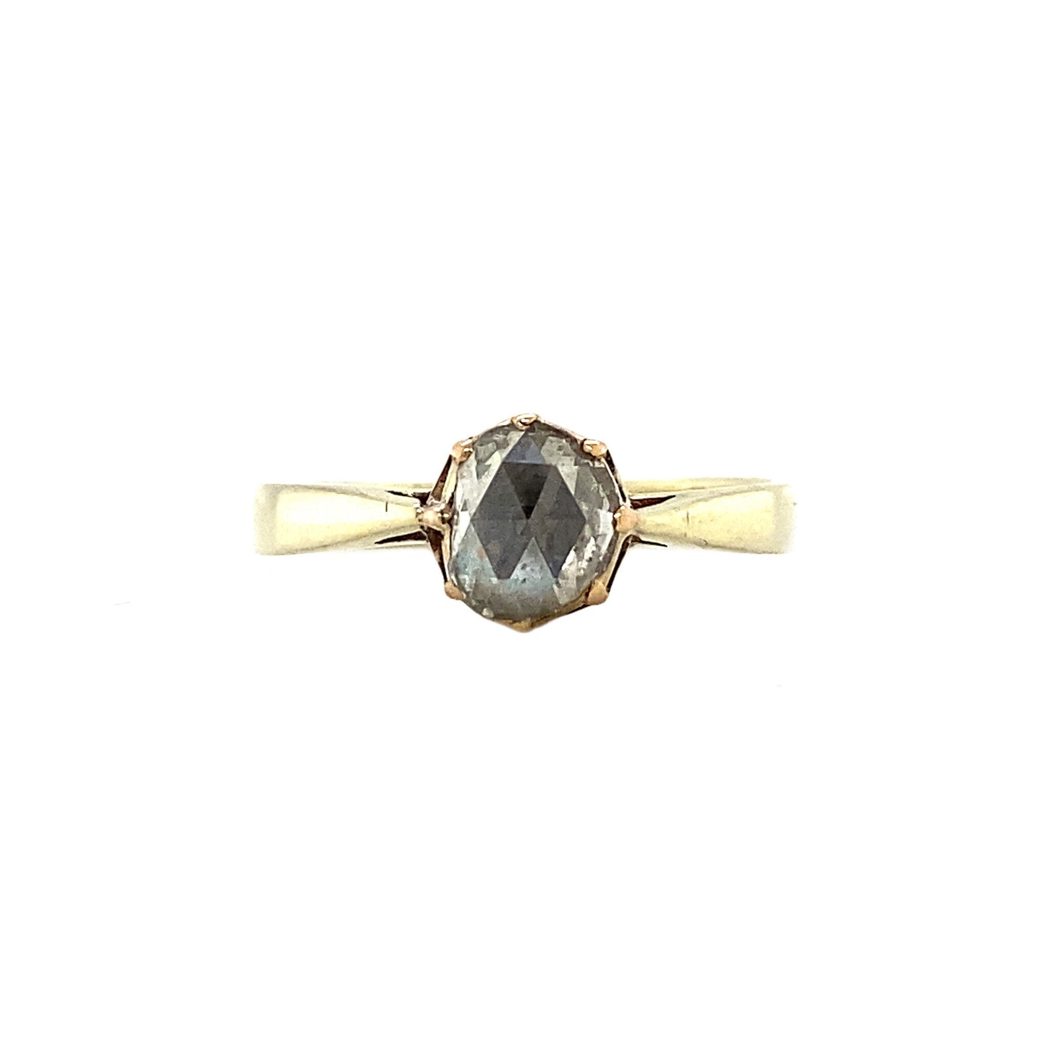 Gold solitaire ring with rose diamond 14 krt