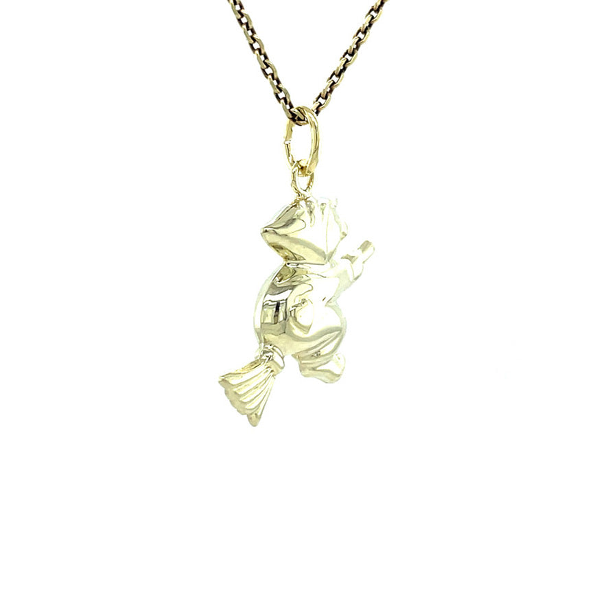 Gouden vintage heks hanger 14 kt