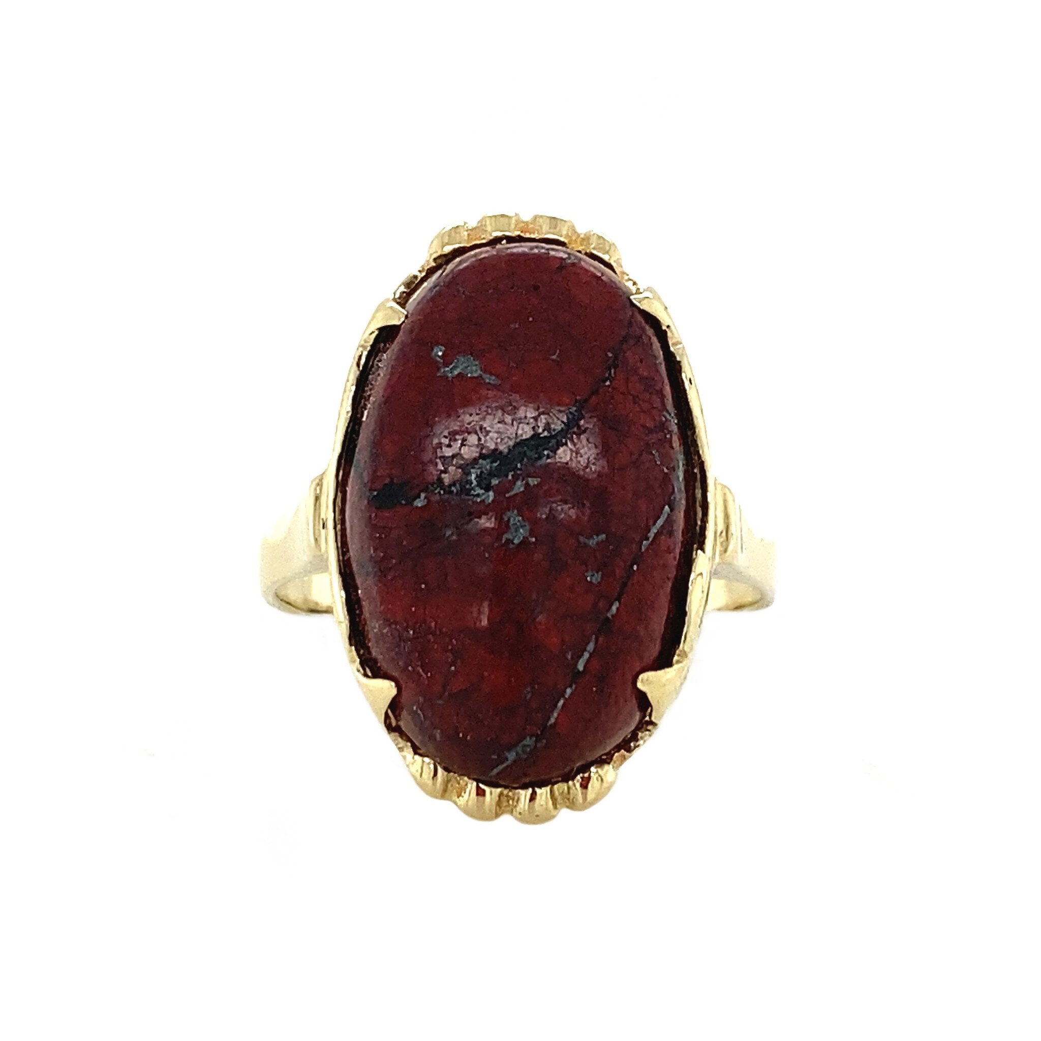 Gold ring with jasper 14 krt