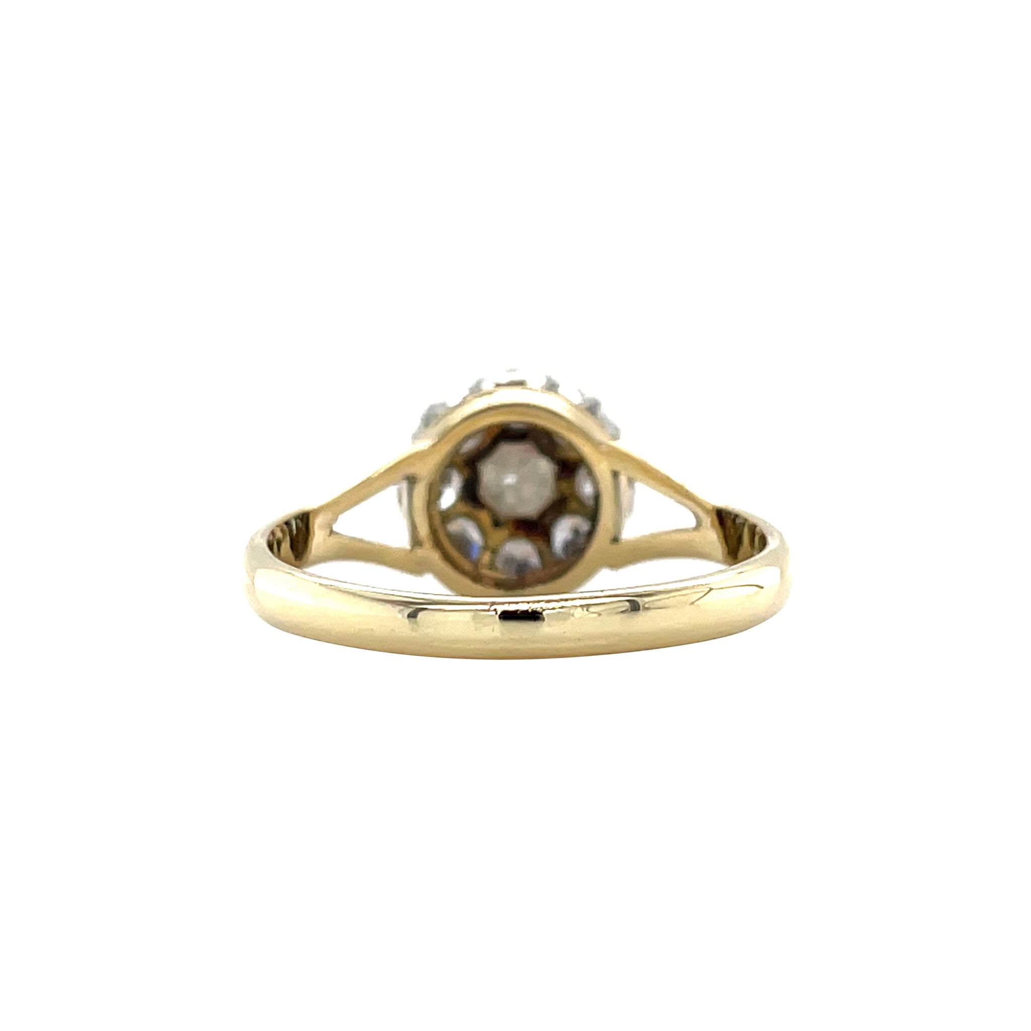 Gold vintage retro entourage ring with rose diamond 14 kt/950