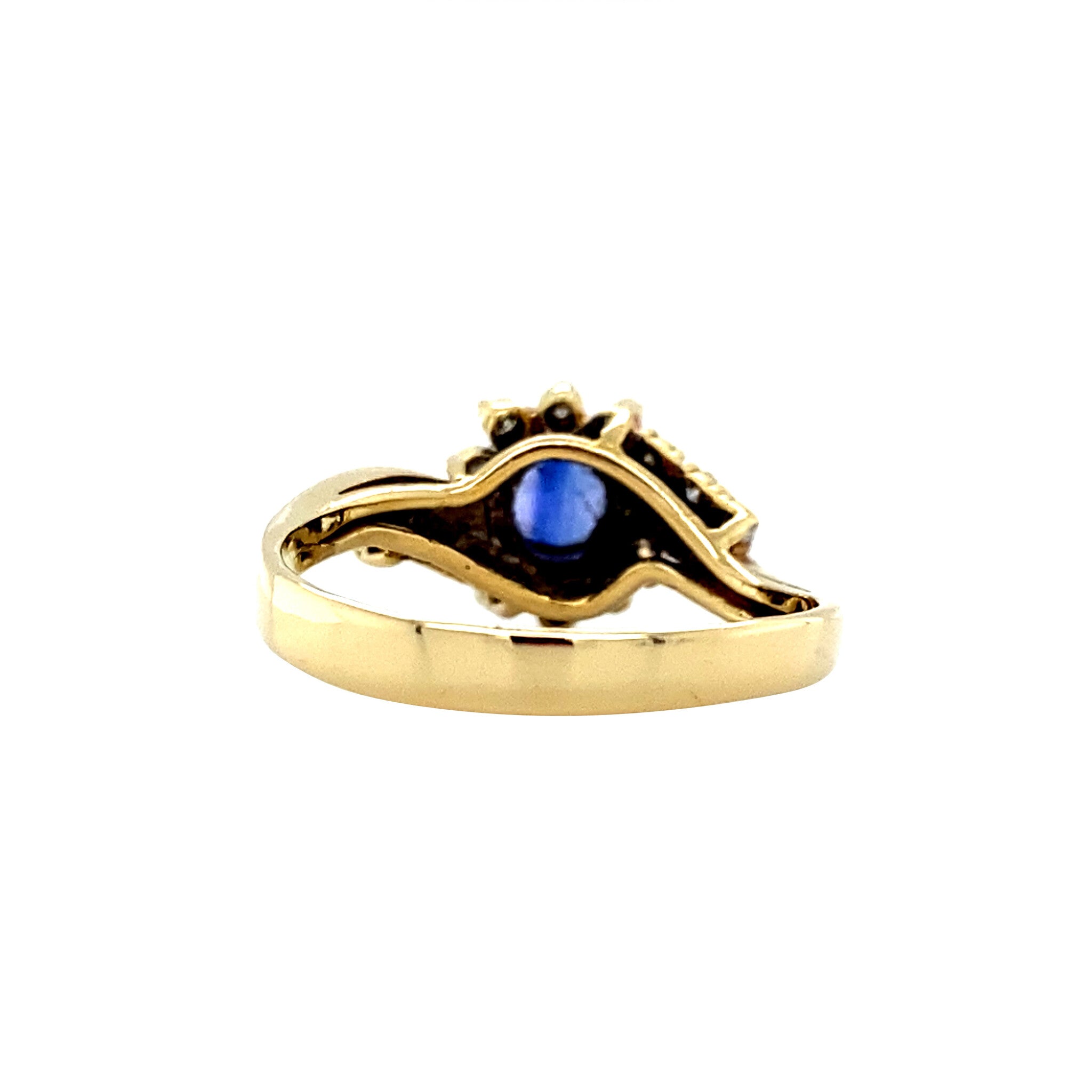 Gouden ring met saffier en diamant 18 krt