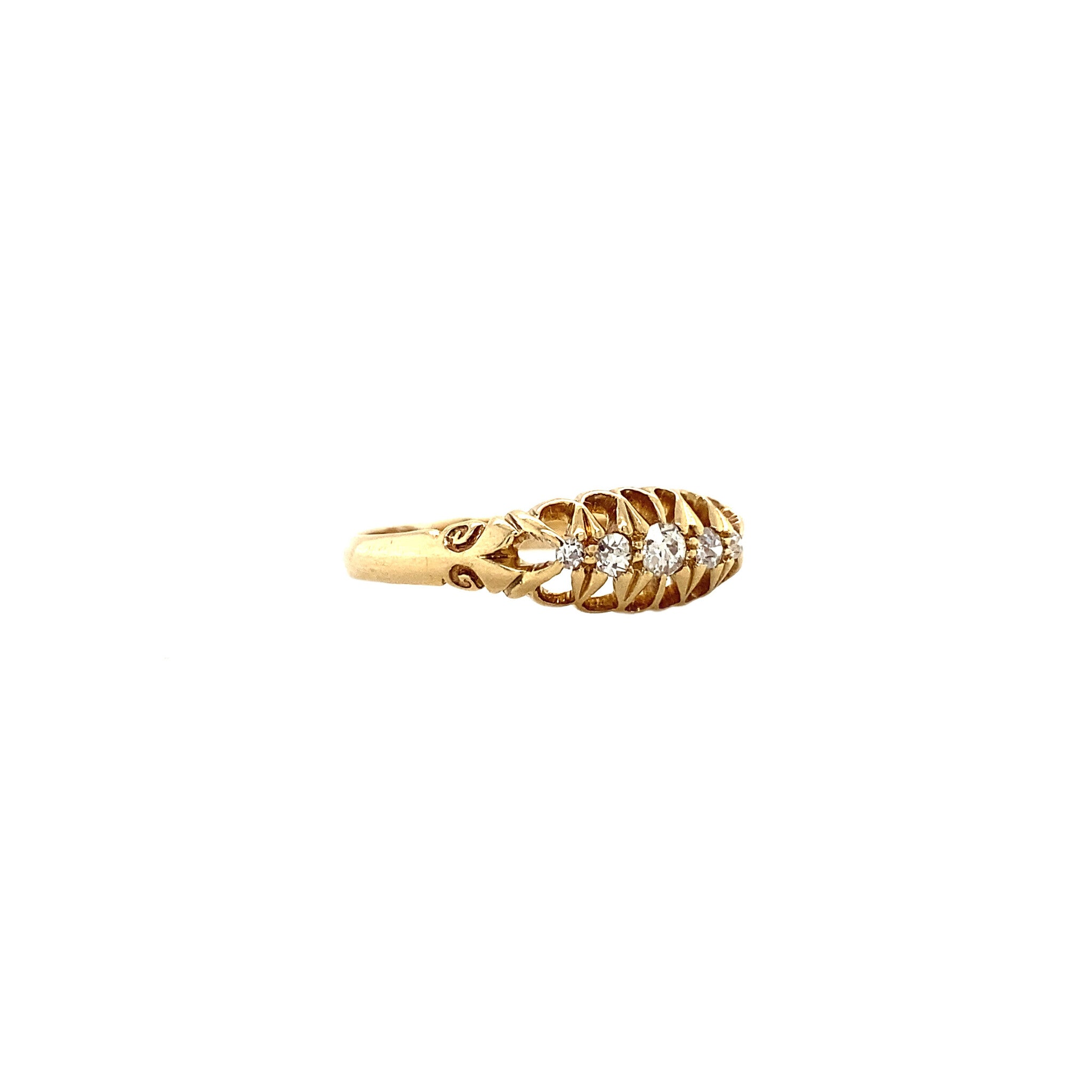 18 kt gold ring with a row of diamonds