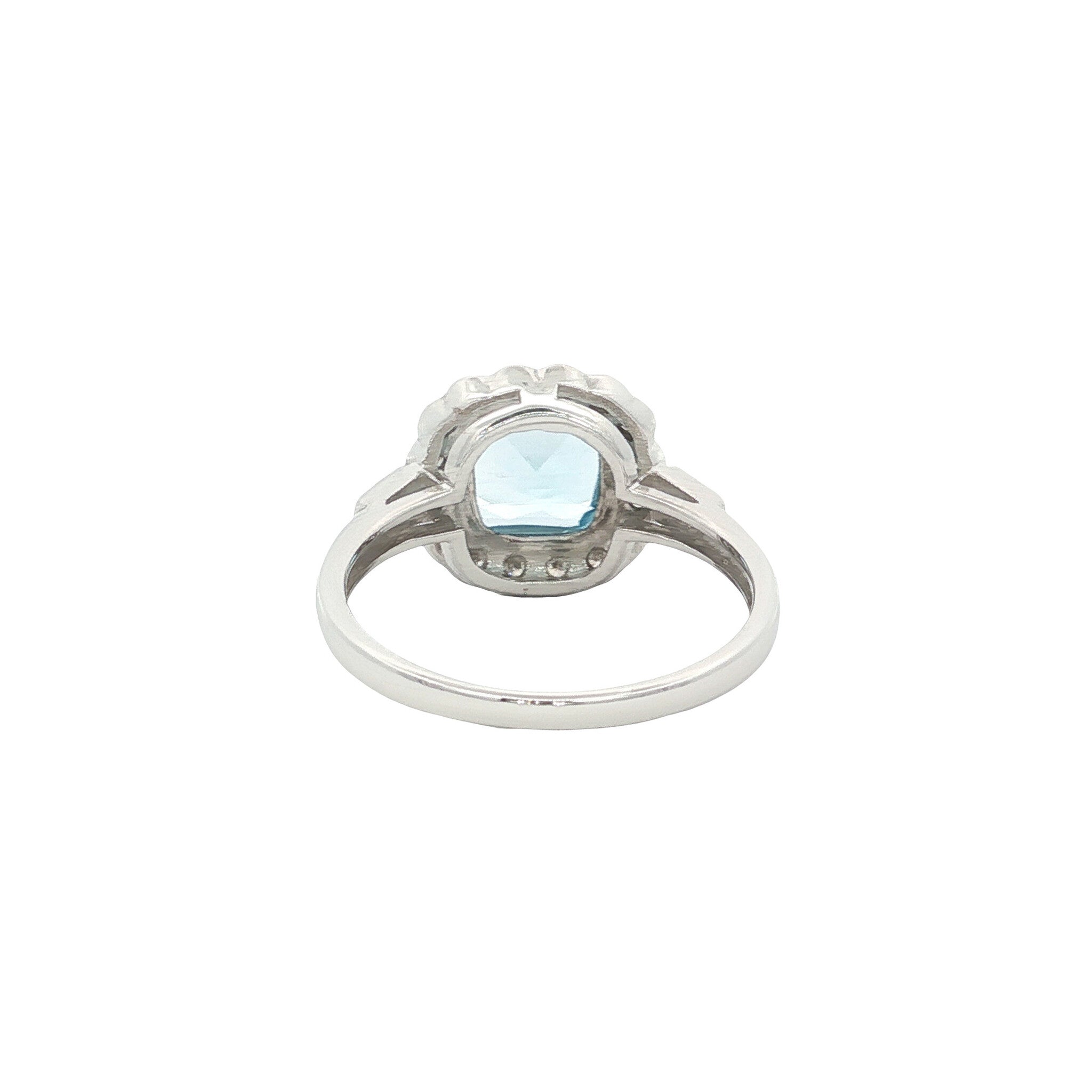 Gouden ring met blauwe topaas en diamant 14 kt