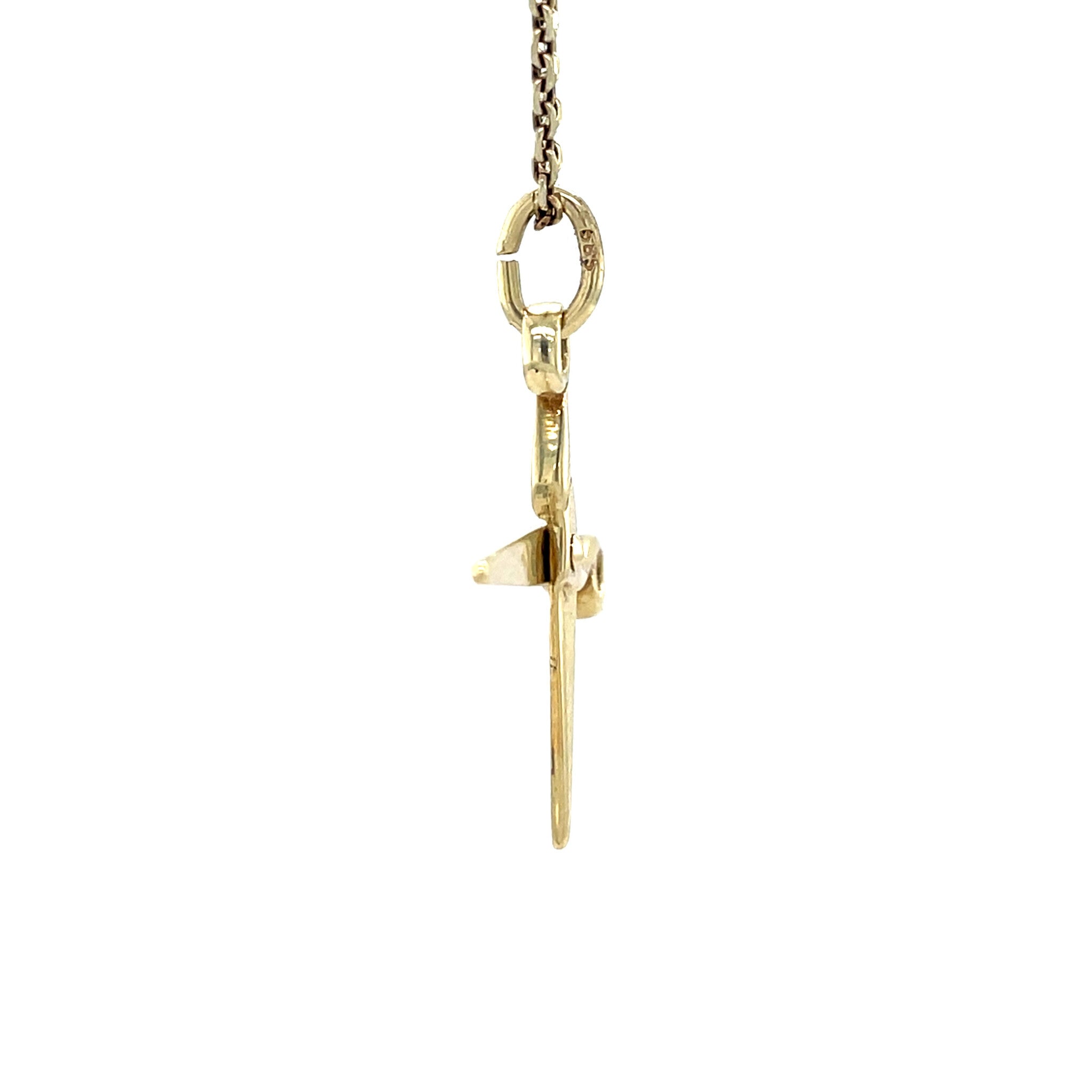 Gouden vintage schaar hanger 14 krt