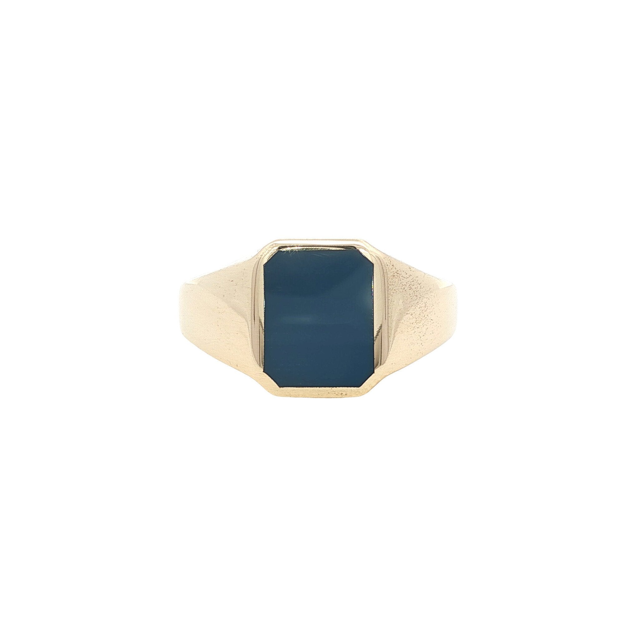 Gold vintage signet ring with blue paste stone 14 kt