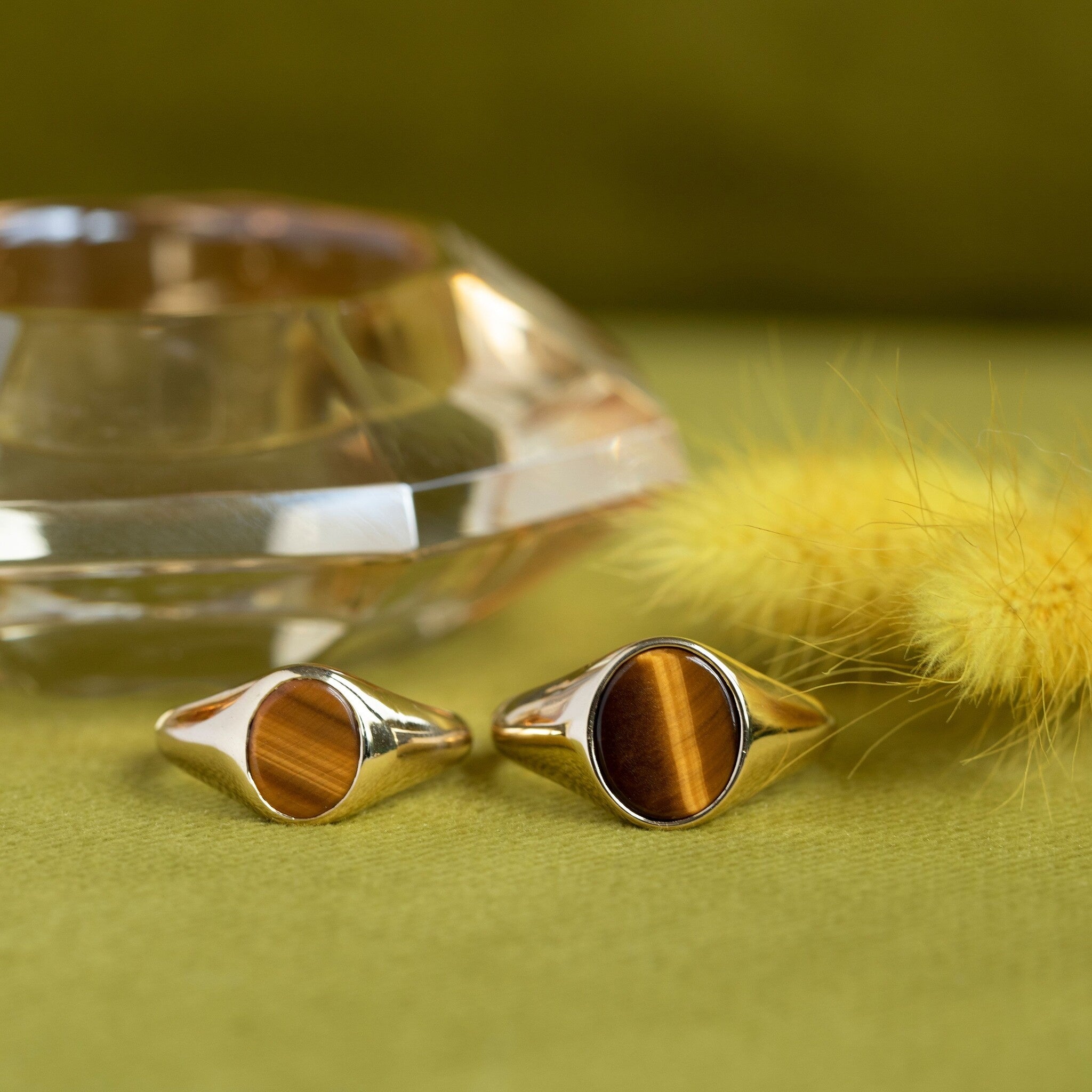 Twiggy ring xs 14 krt - Tiger Eye