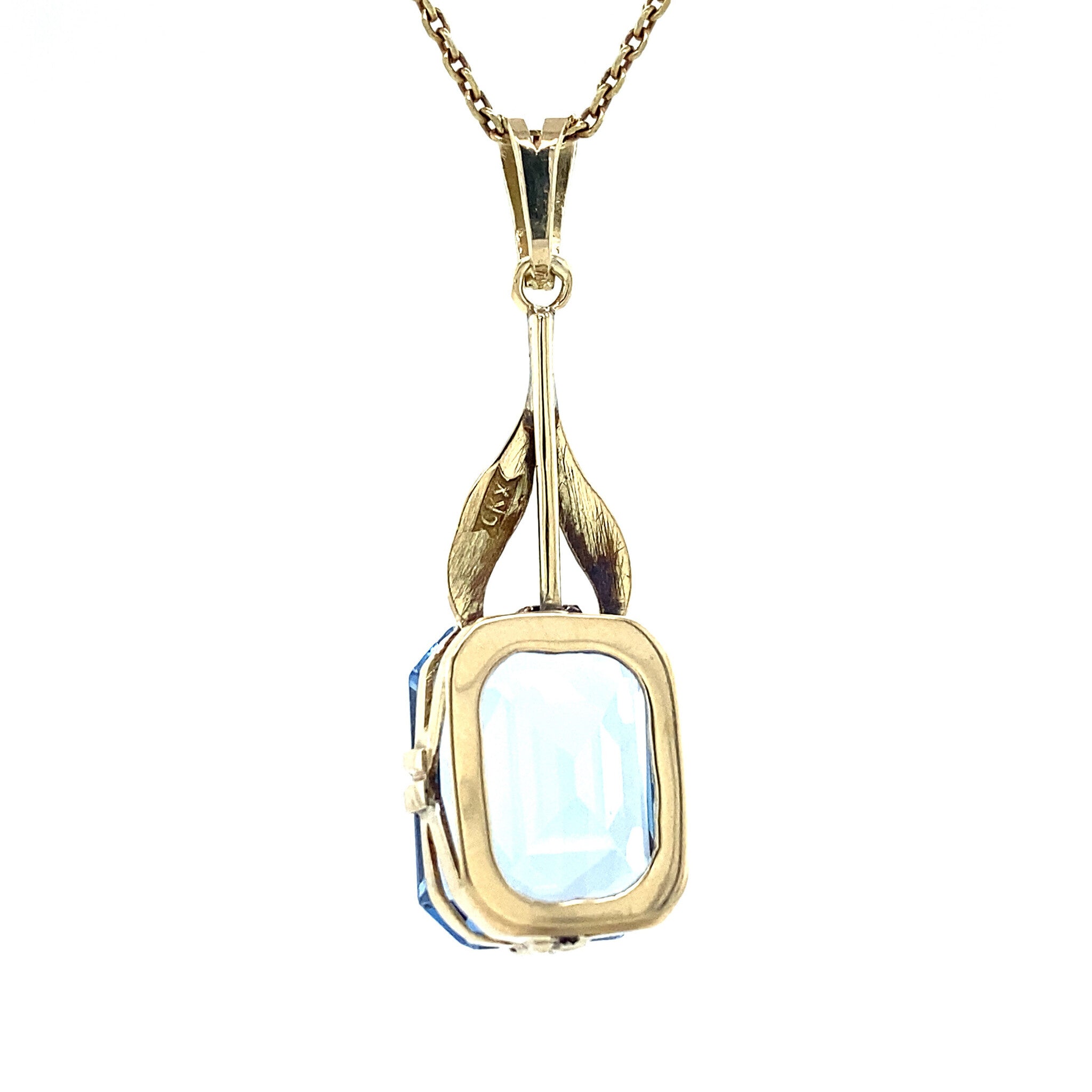 Gouden hanger met blauwe spinel 14 krt