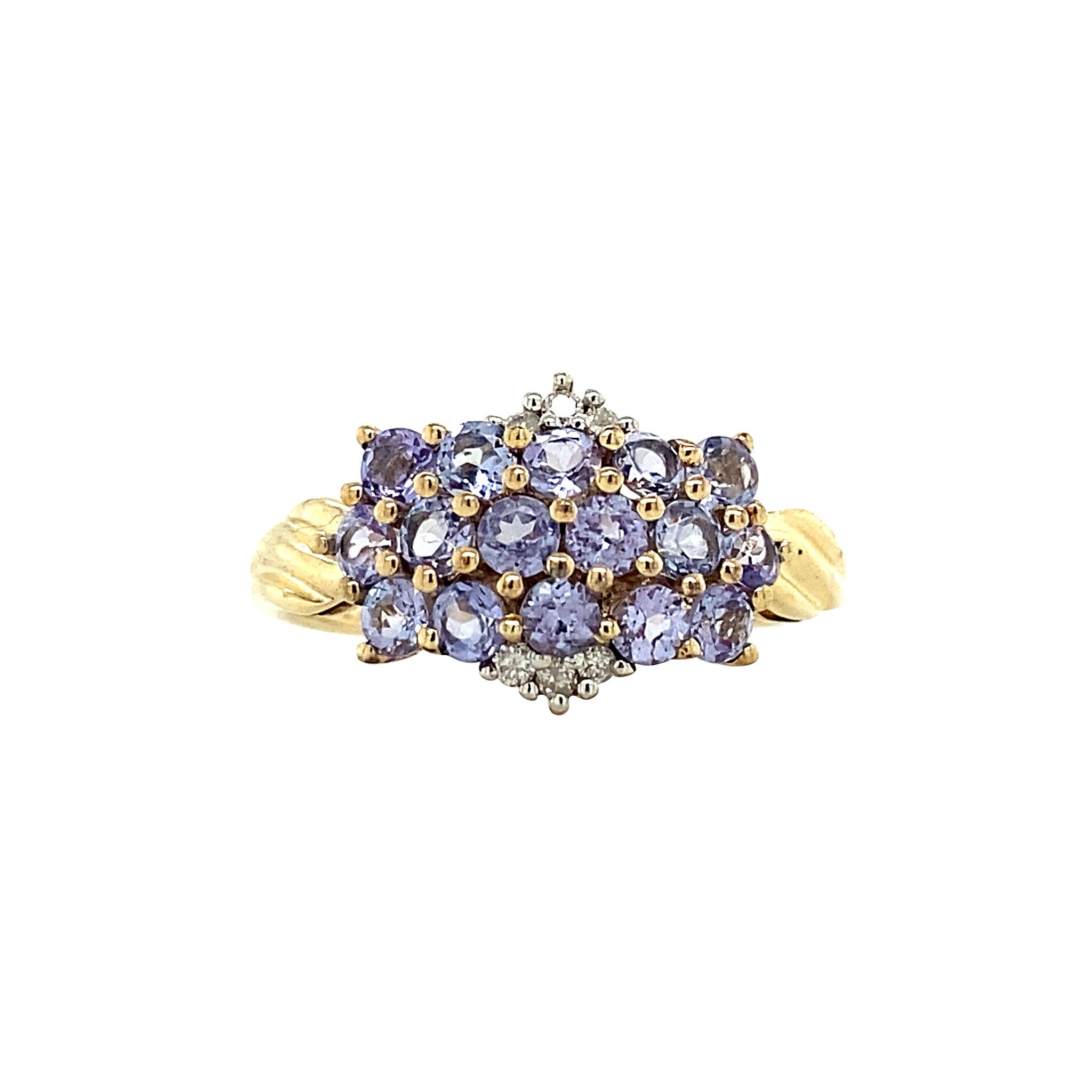 Ring with diamond and purple glass 9 krt
