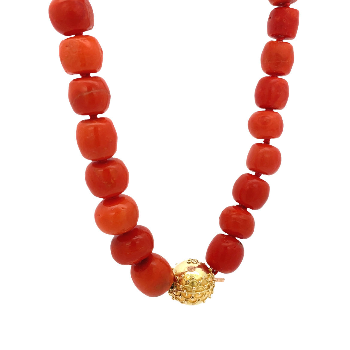Vintage bloedkoraal collier met gouden sluiting 14 kt