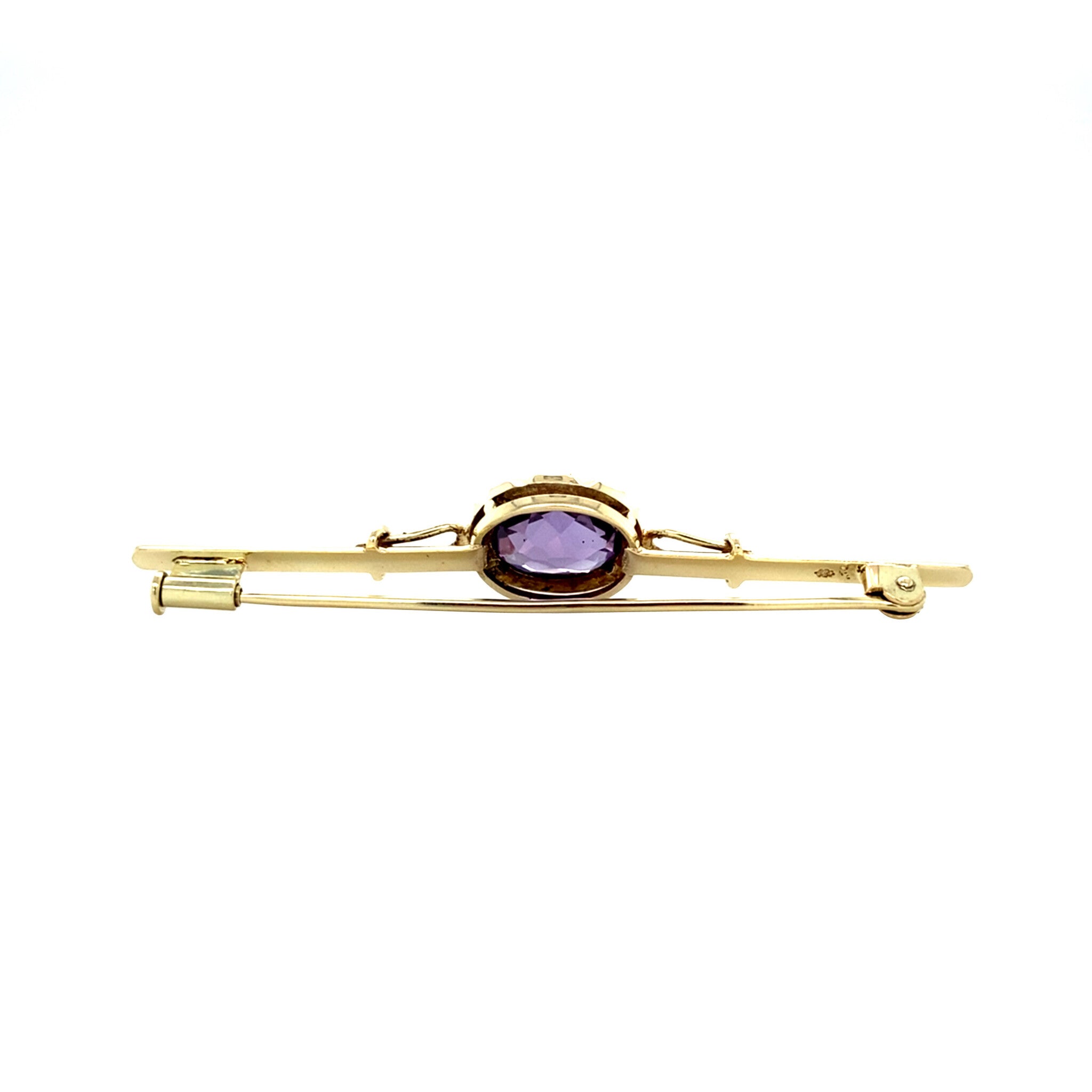 Vintage gold brooch with sapphire, 14 kt