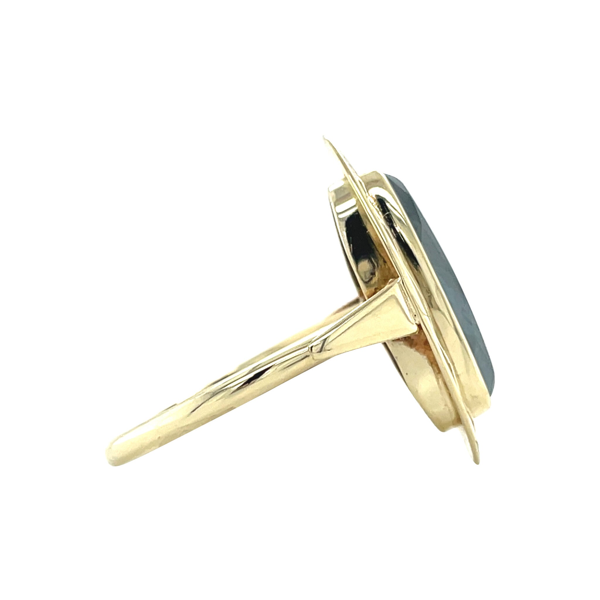 Gouden vintage ring met hematiet 14 kt