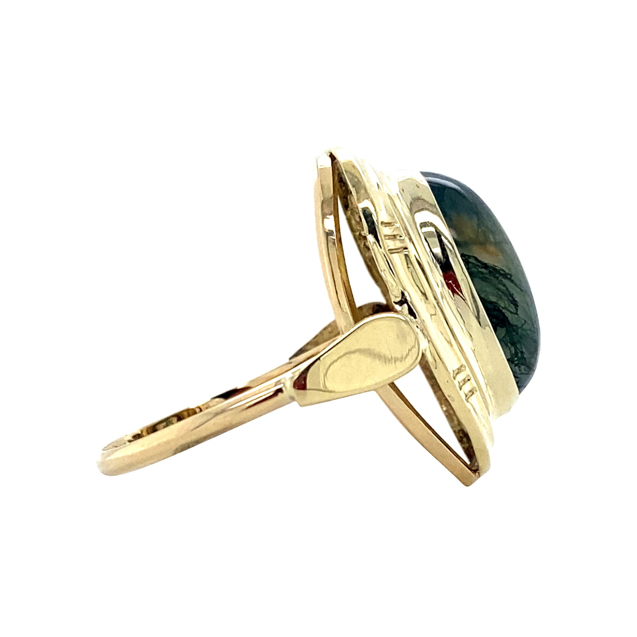 Gouden vintage ring met mosagaat 14 krt