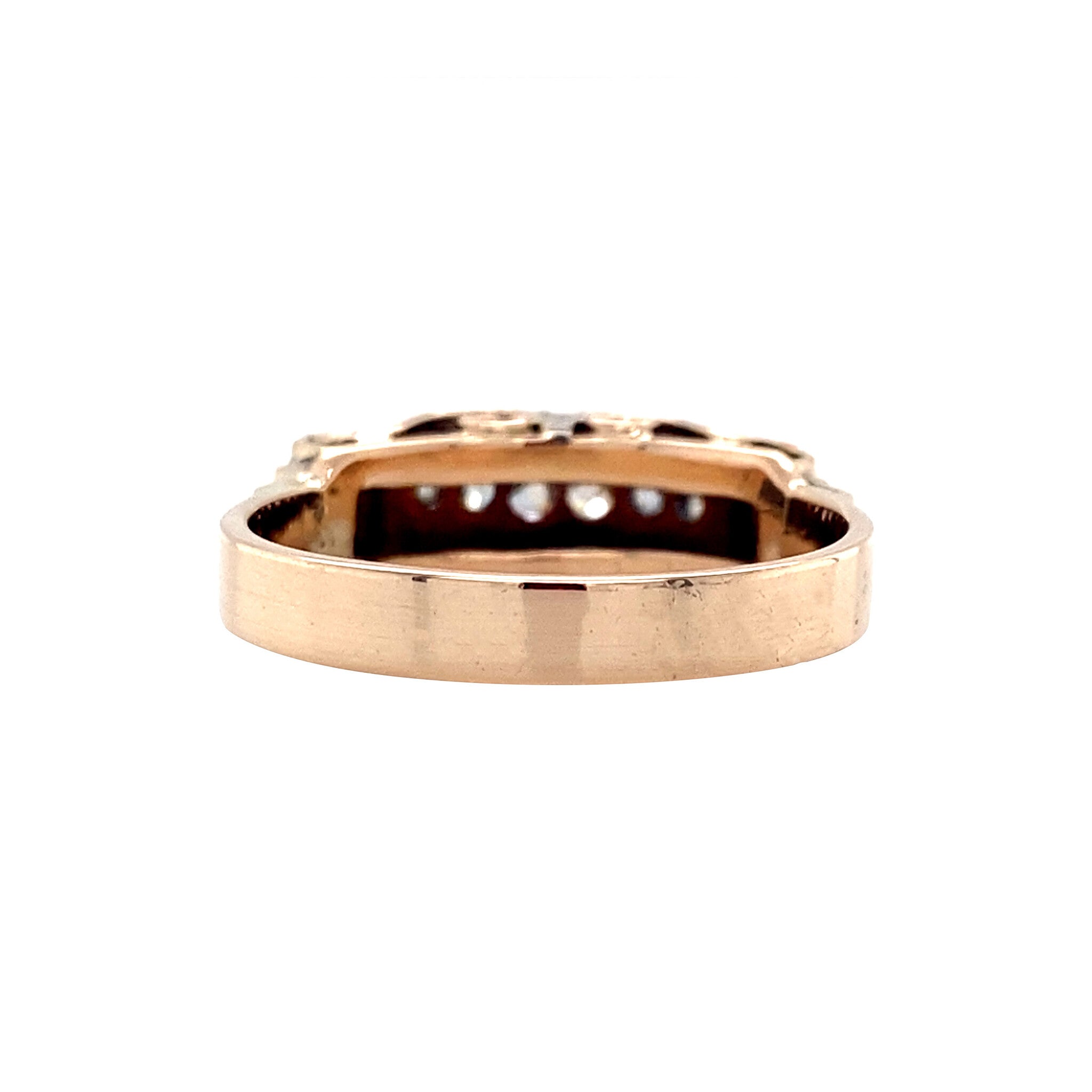 Vintage row ring with diamond, 9 kt