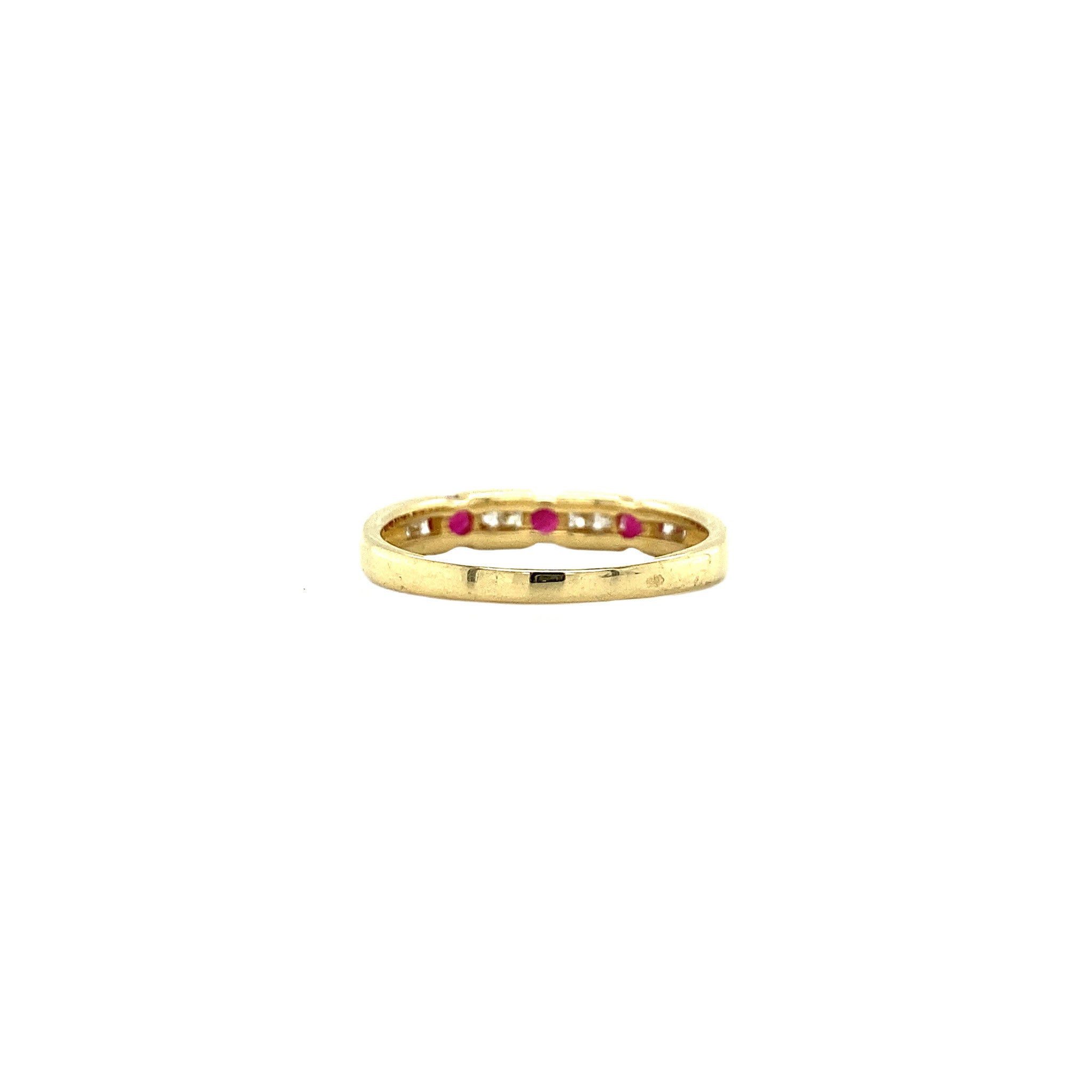 Gold ring with ruby and diamond 14 kt