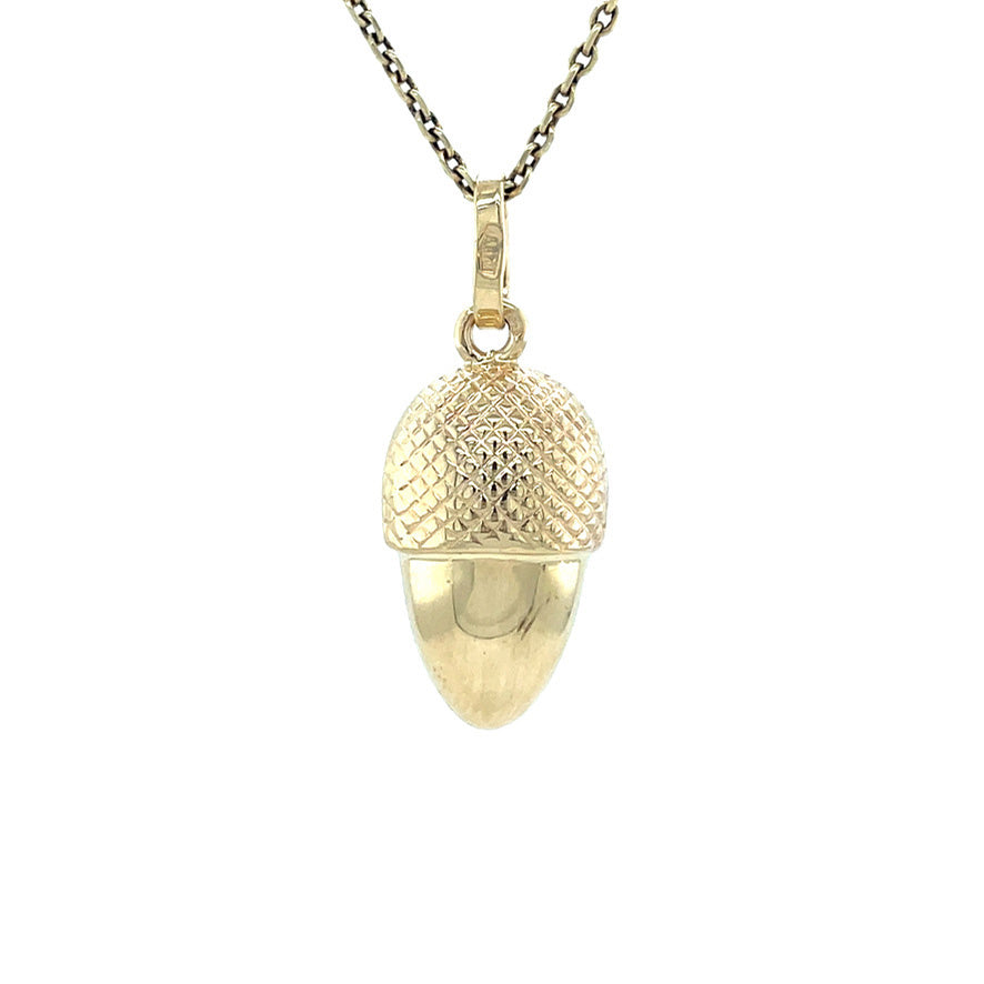 Gouden vintage eikel hanger 14 kt