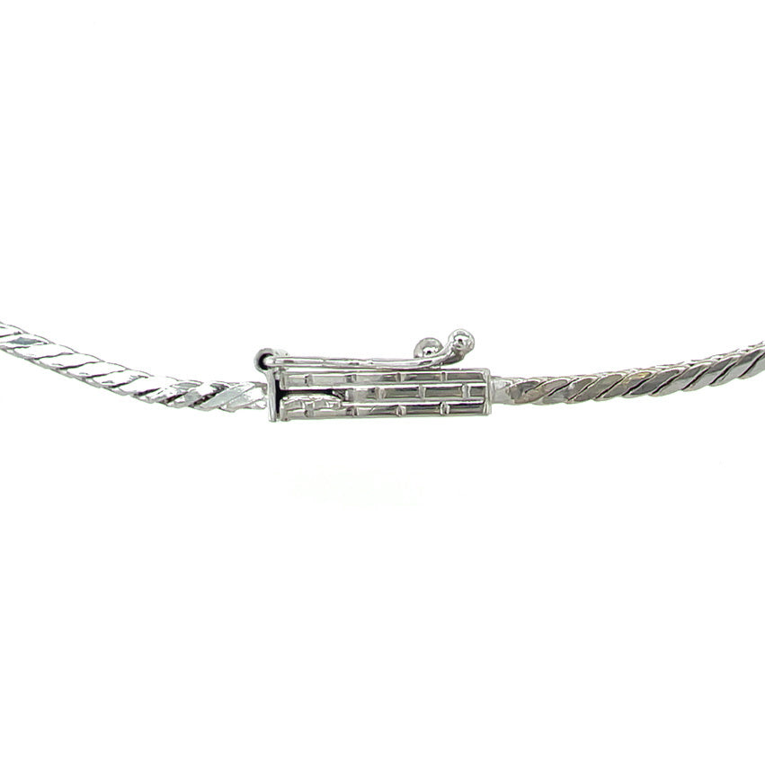 Witgouden vintage collier met saffier en diamant 14 kt