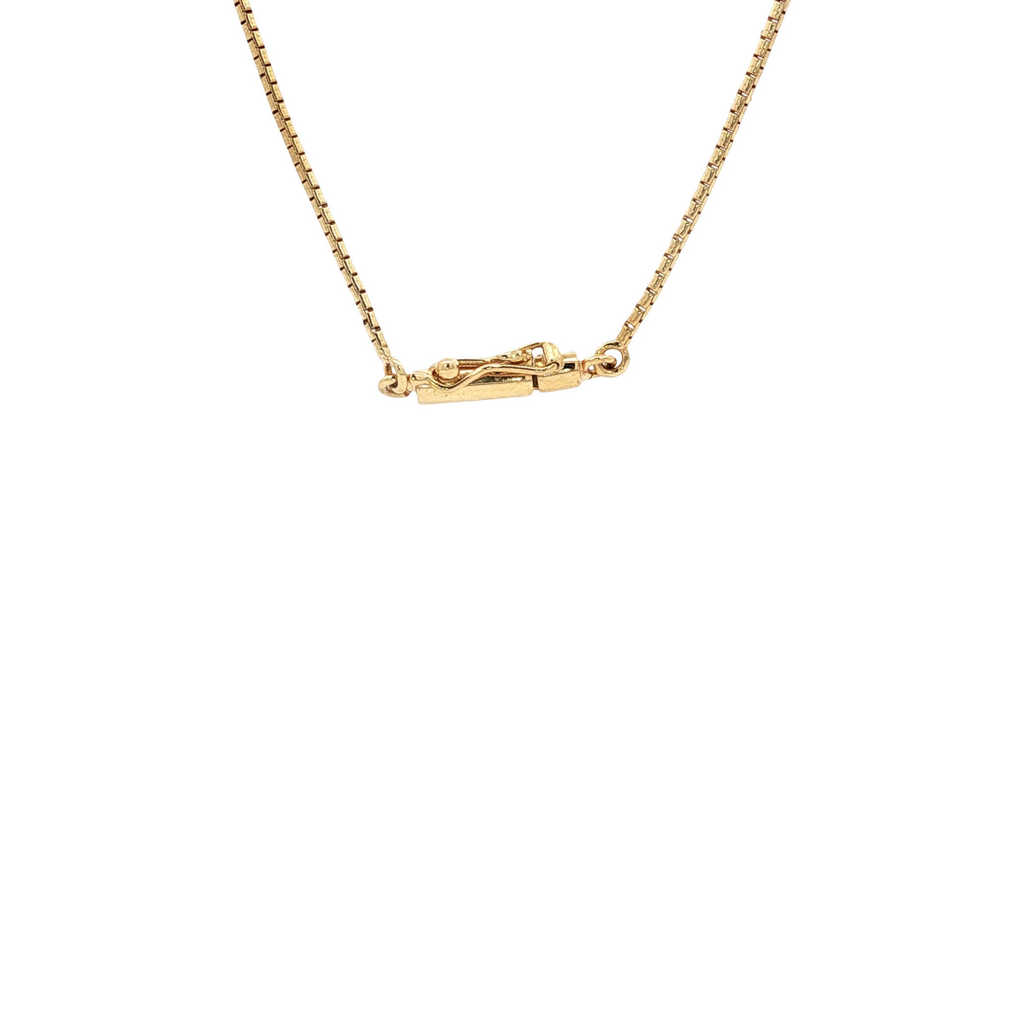 Gouden vintage collier met hanger met saffier en diamant 18 kt