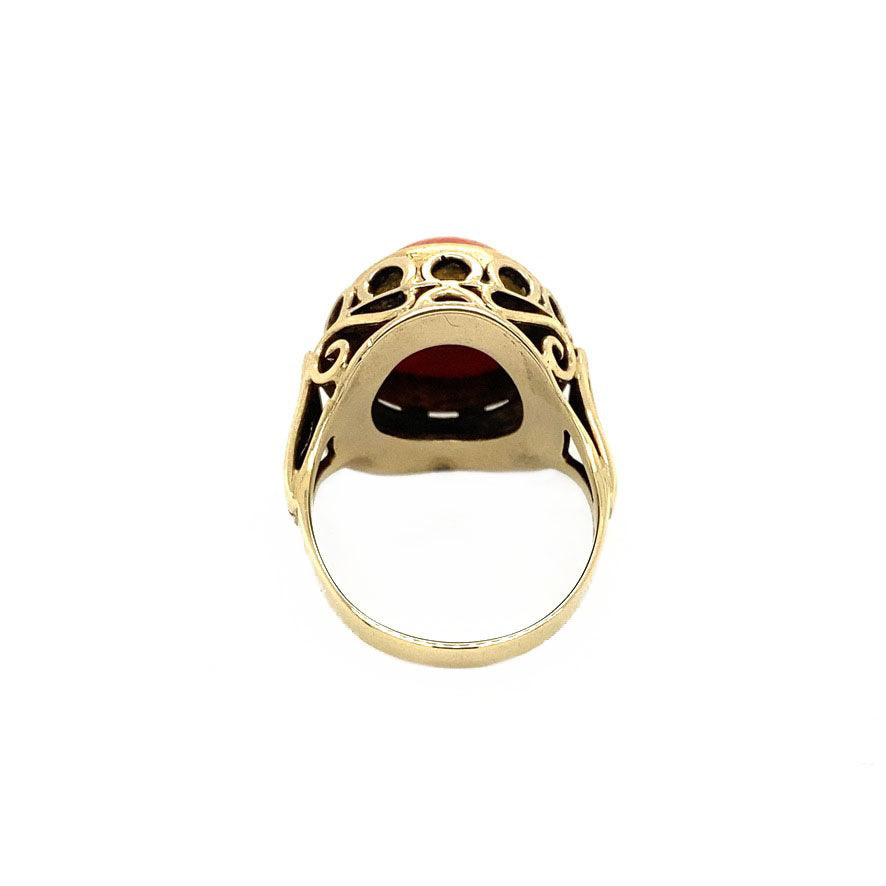 Ring met bloedkoraal 12 krt