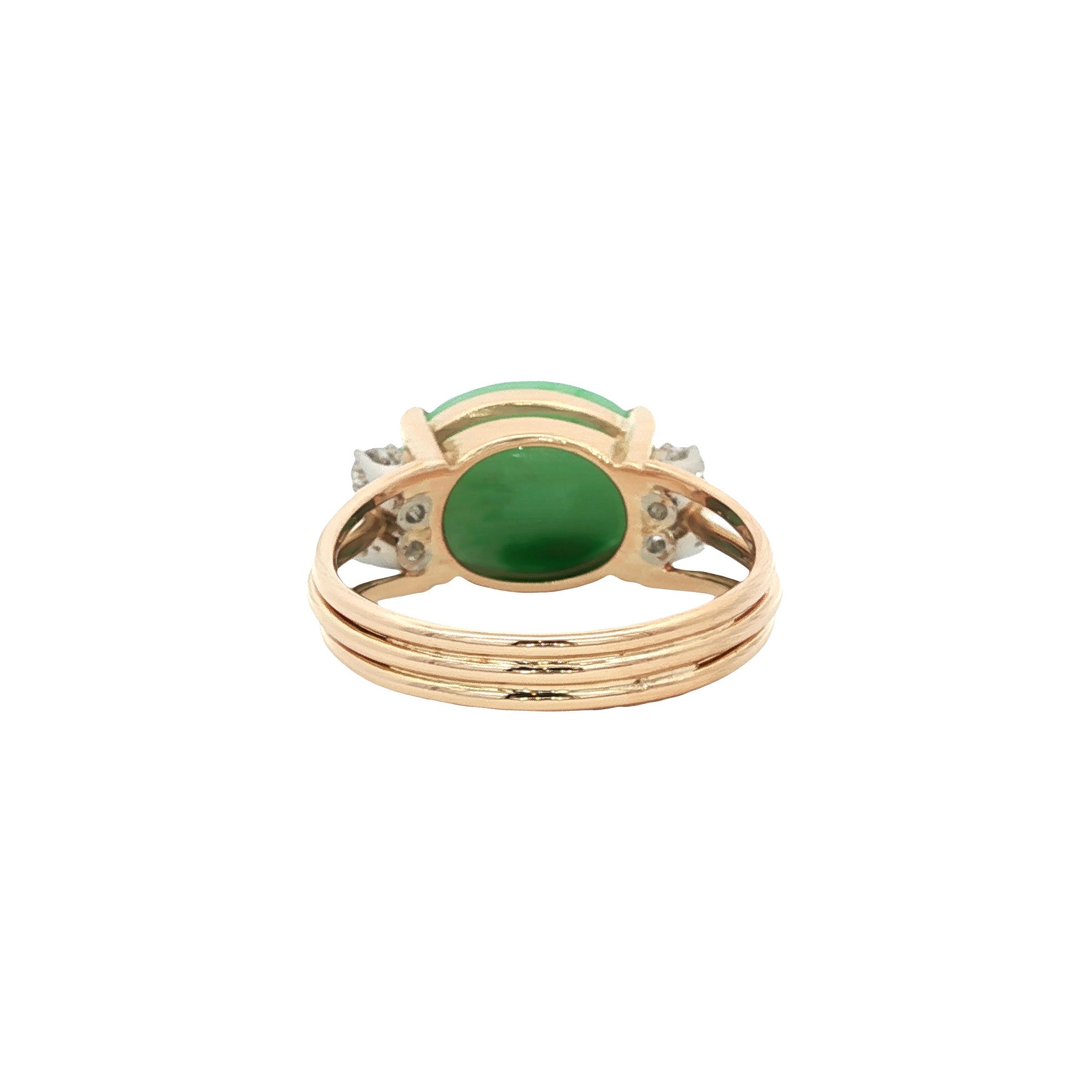 Gouden vintage ring met jade en diamant 14 kt